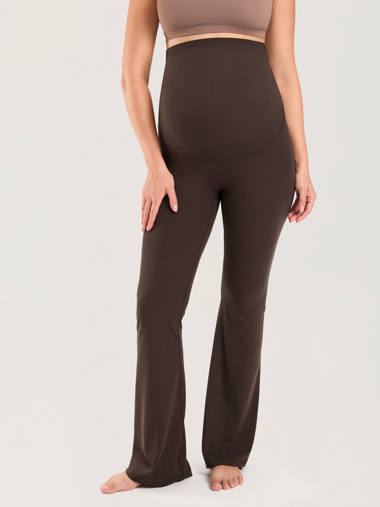 Natrelax® No Front Seam Maternity Flare Leggings 31.5" Clay Brown