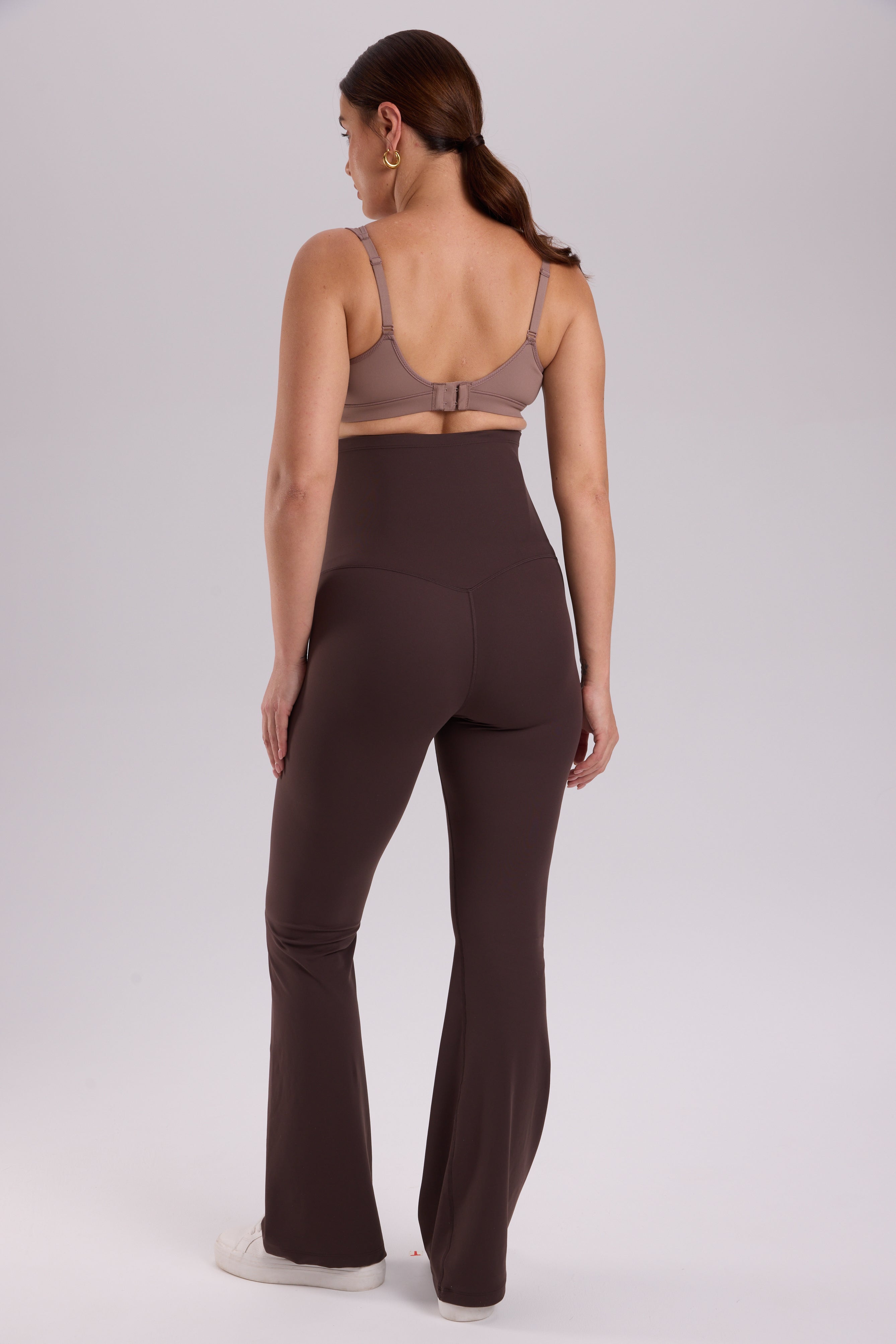 Natrelax® No Front Seam Maternity Flare Leggings 31.5" Clay Brown