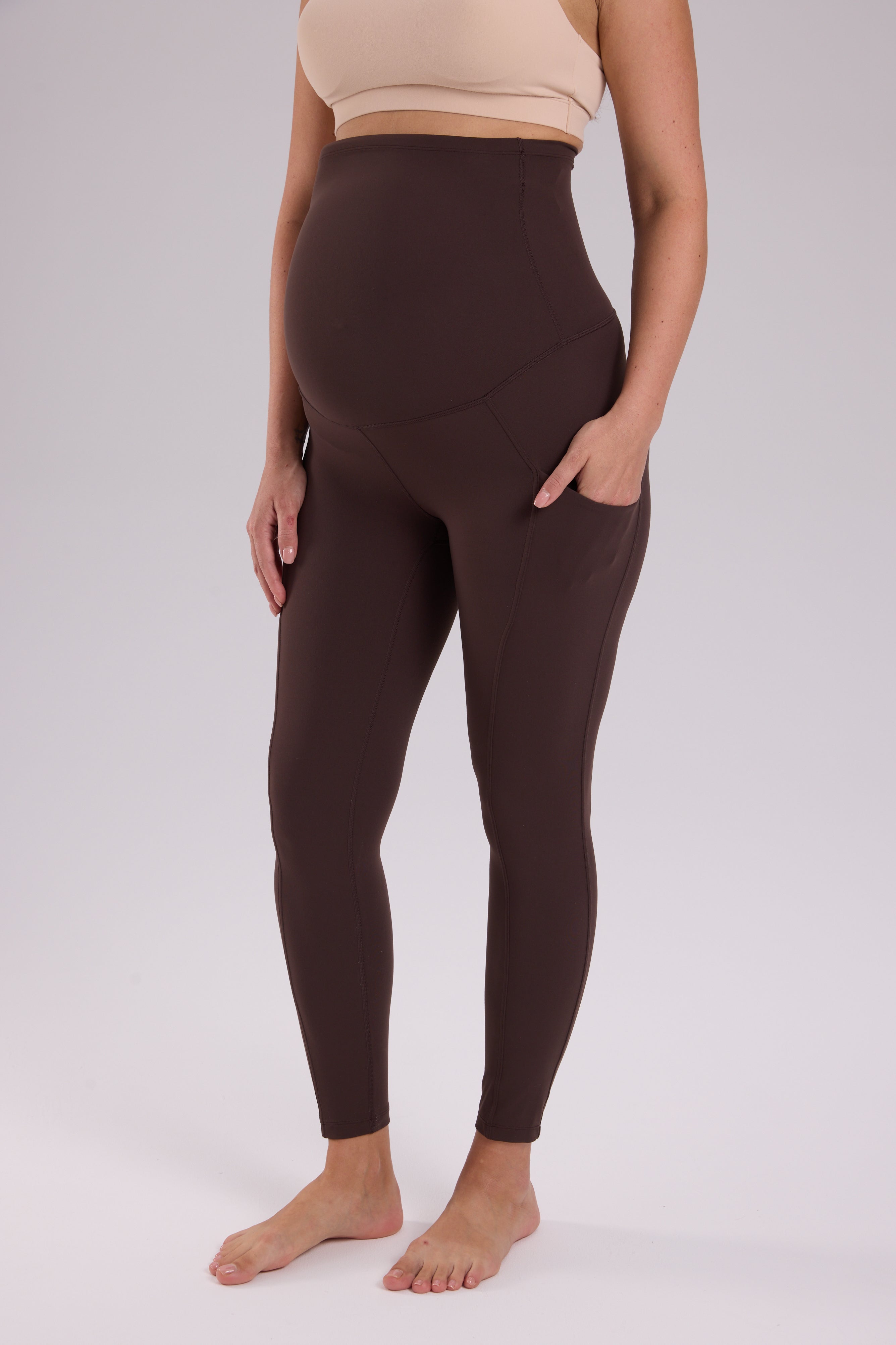 Natrelax® Maternity Leggings with Pockets 25" Clay Brown