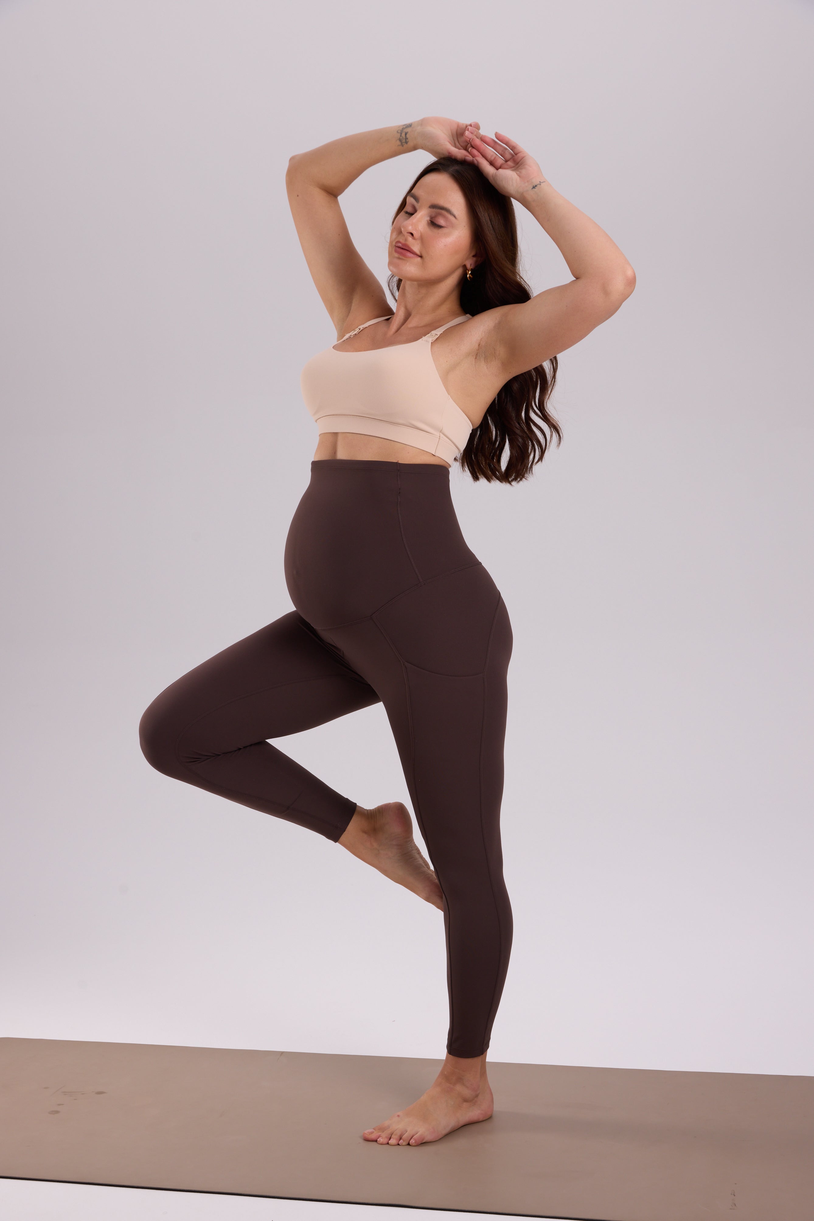 Natrelax® Maternity Leggings with Pockets 25" Clay Brown