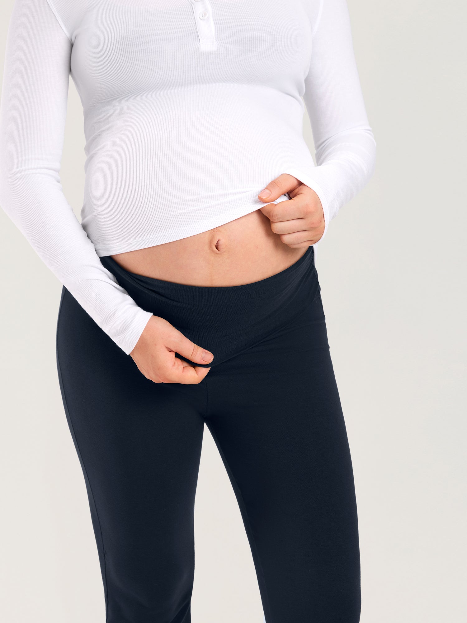 Cotton Foldover Maternity Flare Pants 30.5" Twilight Blue