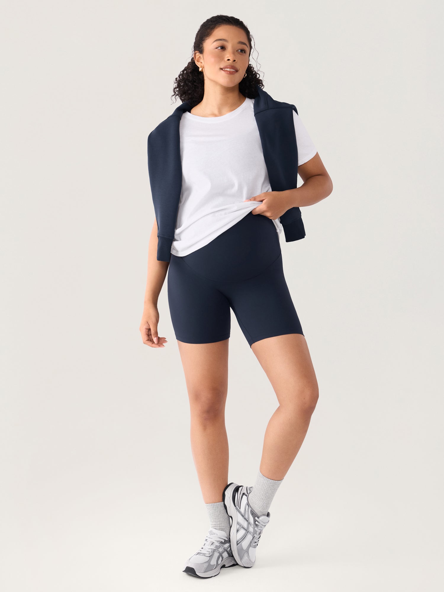 Natrelax® No Front Seam Maternity Shorts 6" Twilight Blue