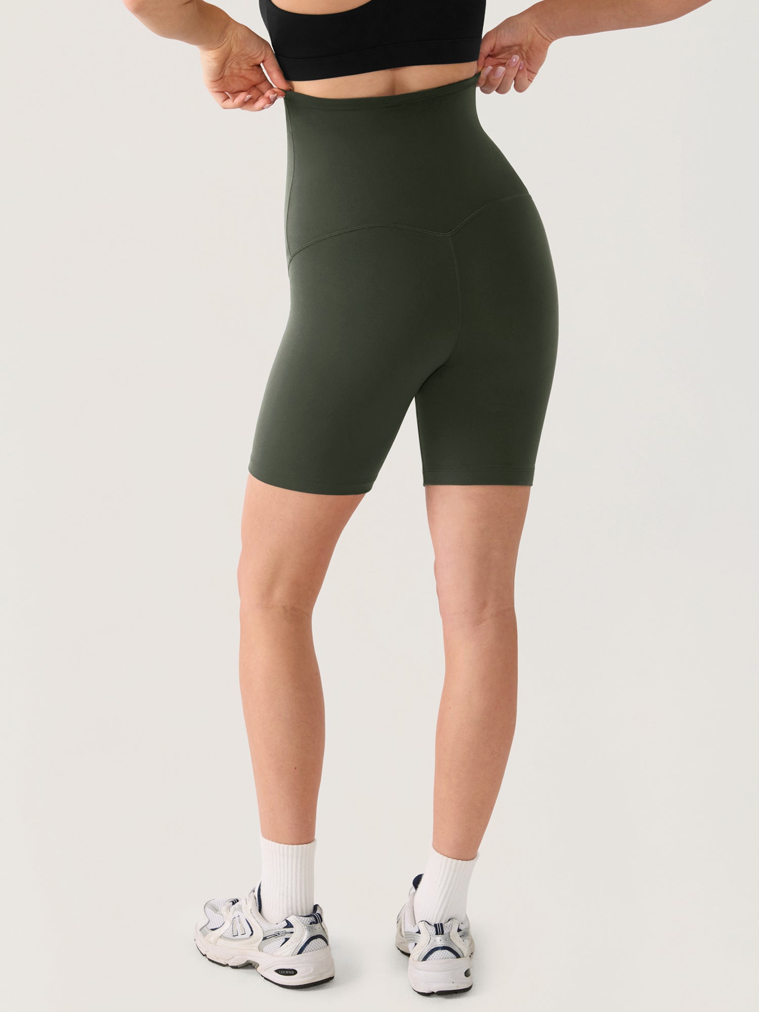 Natrelax® No Front Seam Maternity Shorts 6" Aspen Olive