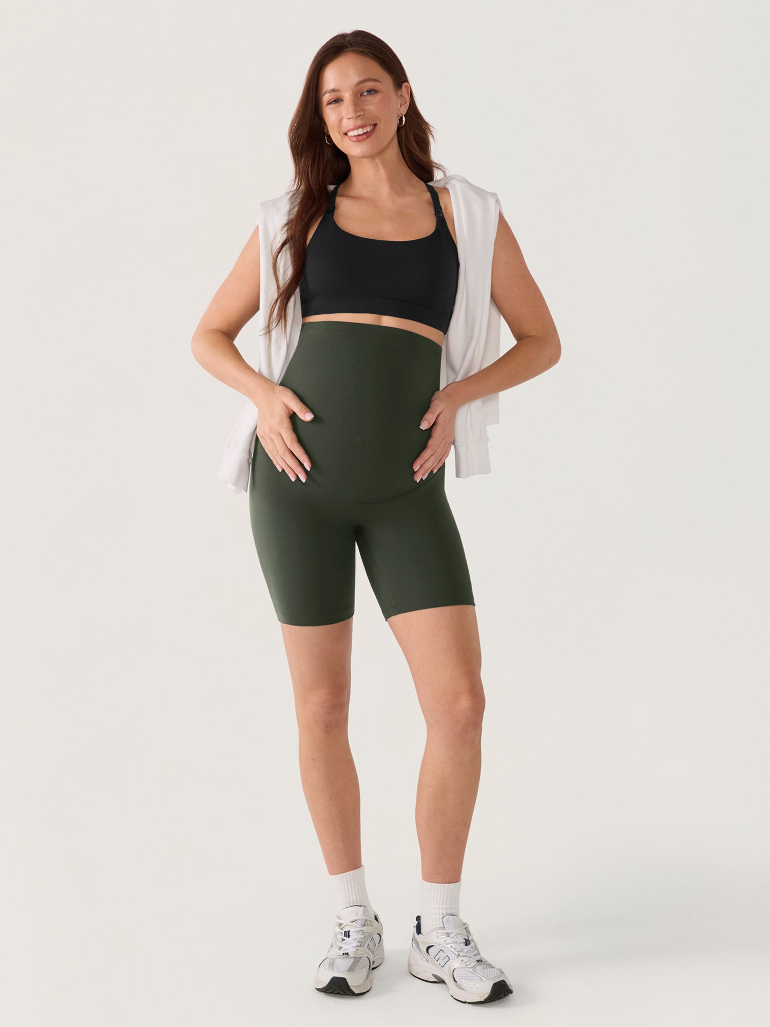 Natrelax® No Front Seam Maternity Shorts 6" Aspen Olive