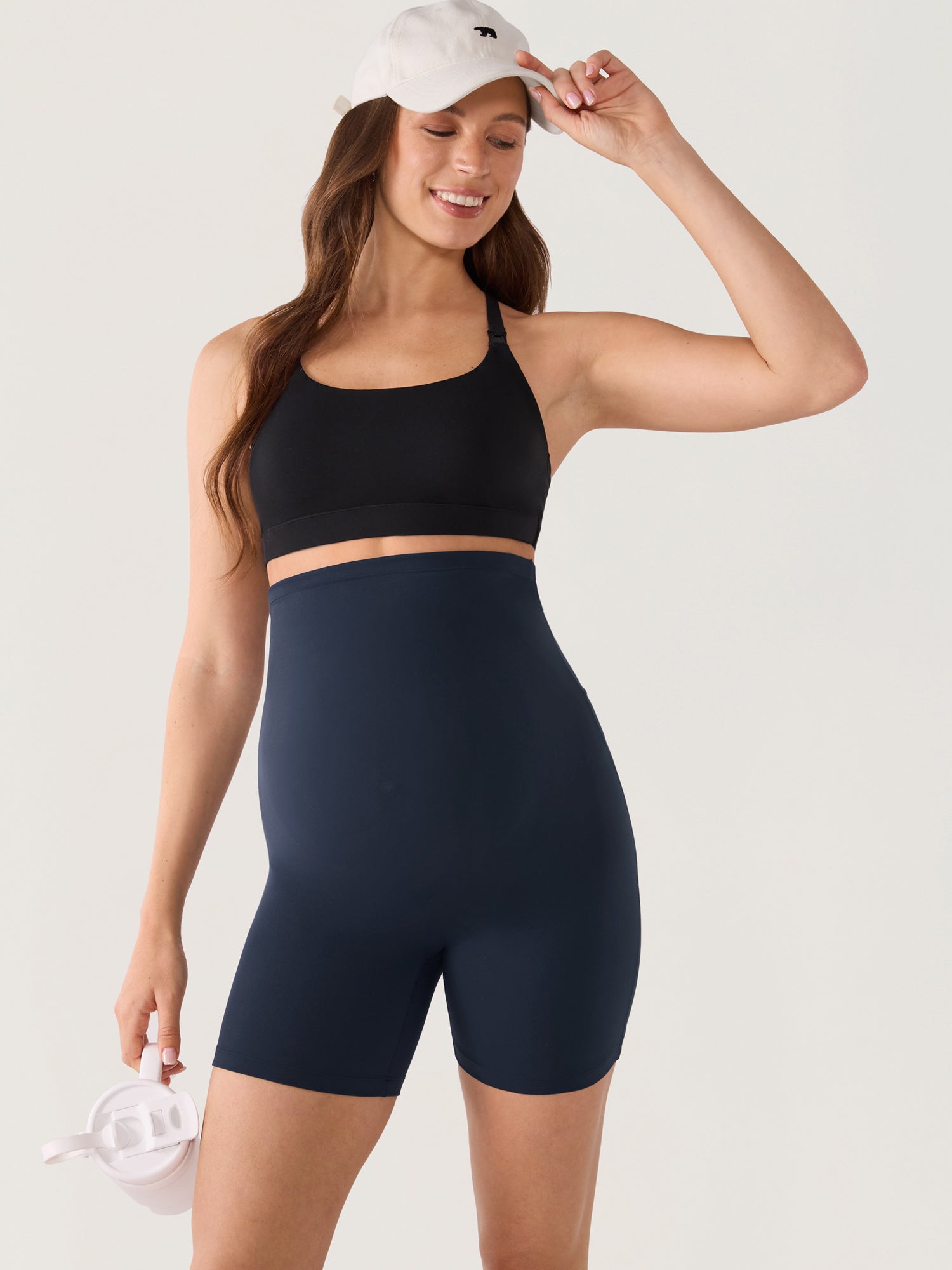 Natrelax® Seamless-Front Maternity Shorts 6" Twilight Blue