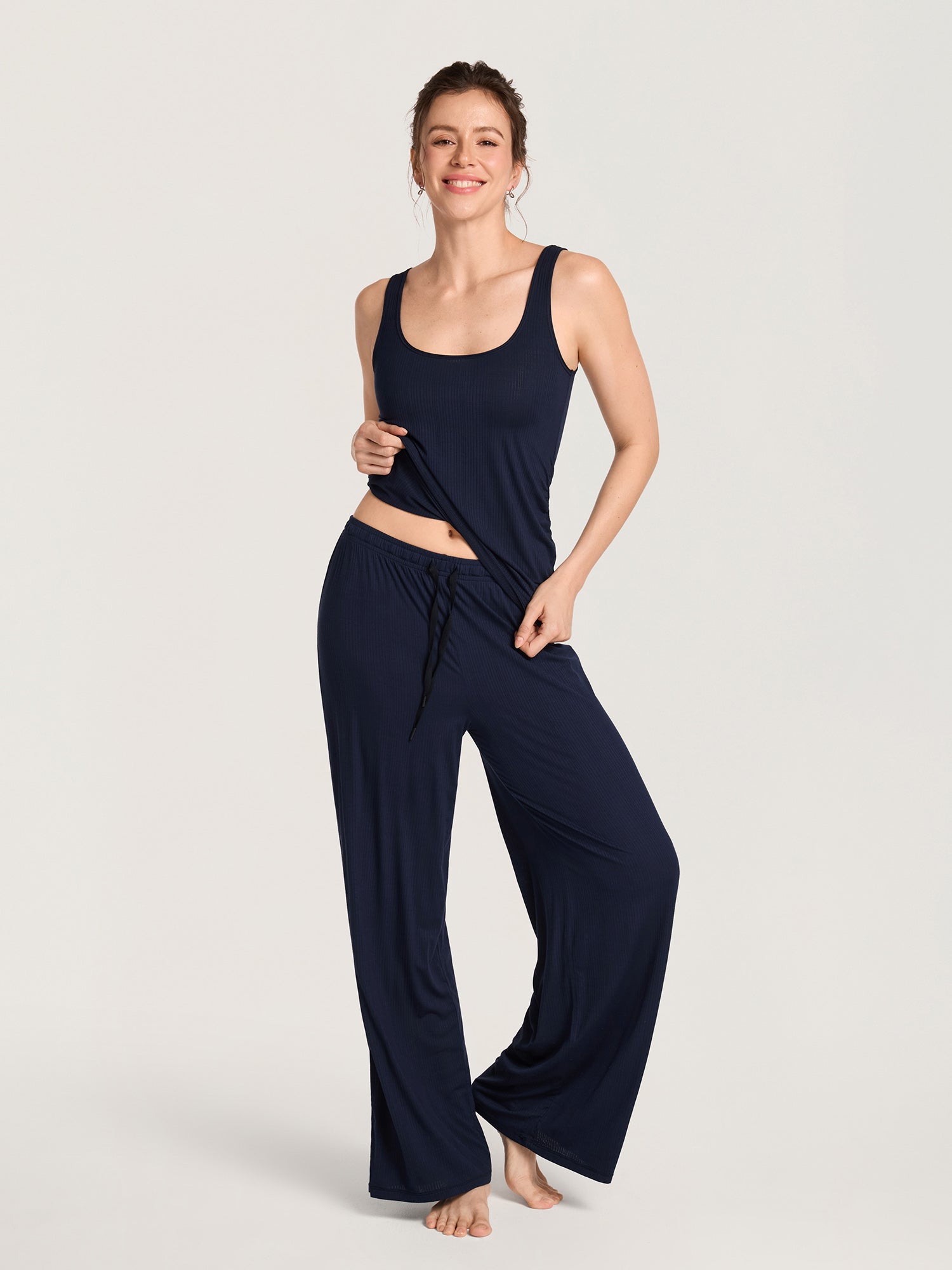 Naturveil Modal Ribbed Maternity Lounge Pants Deep Ocean Blue