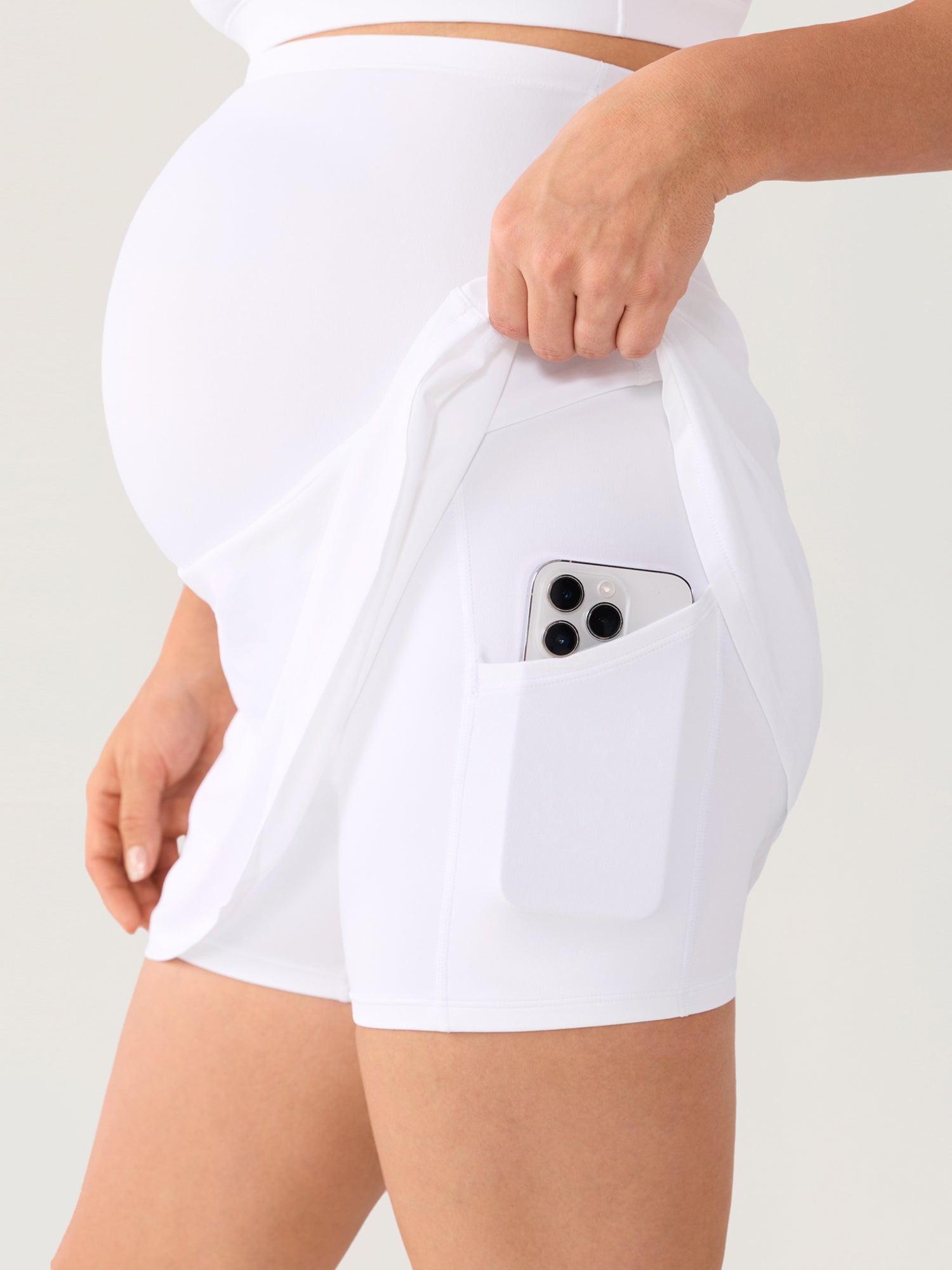 High Waisted A Line Maternity Tennis Skirts White