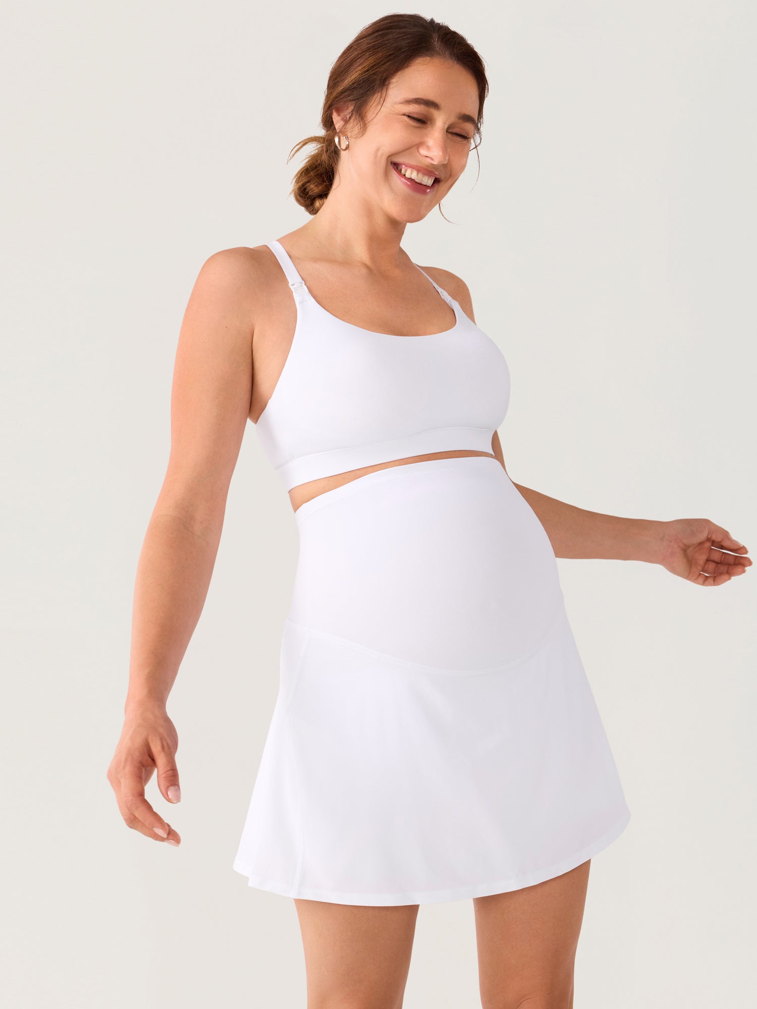 High Waisted A Line Maternity Tennis Skirts White