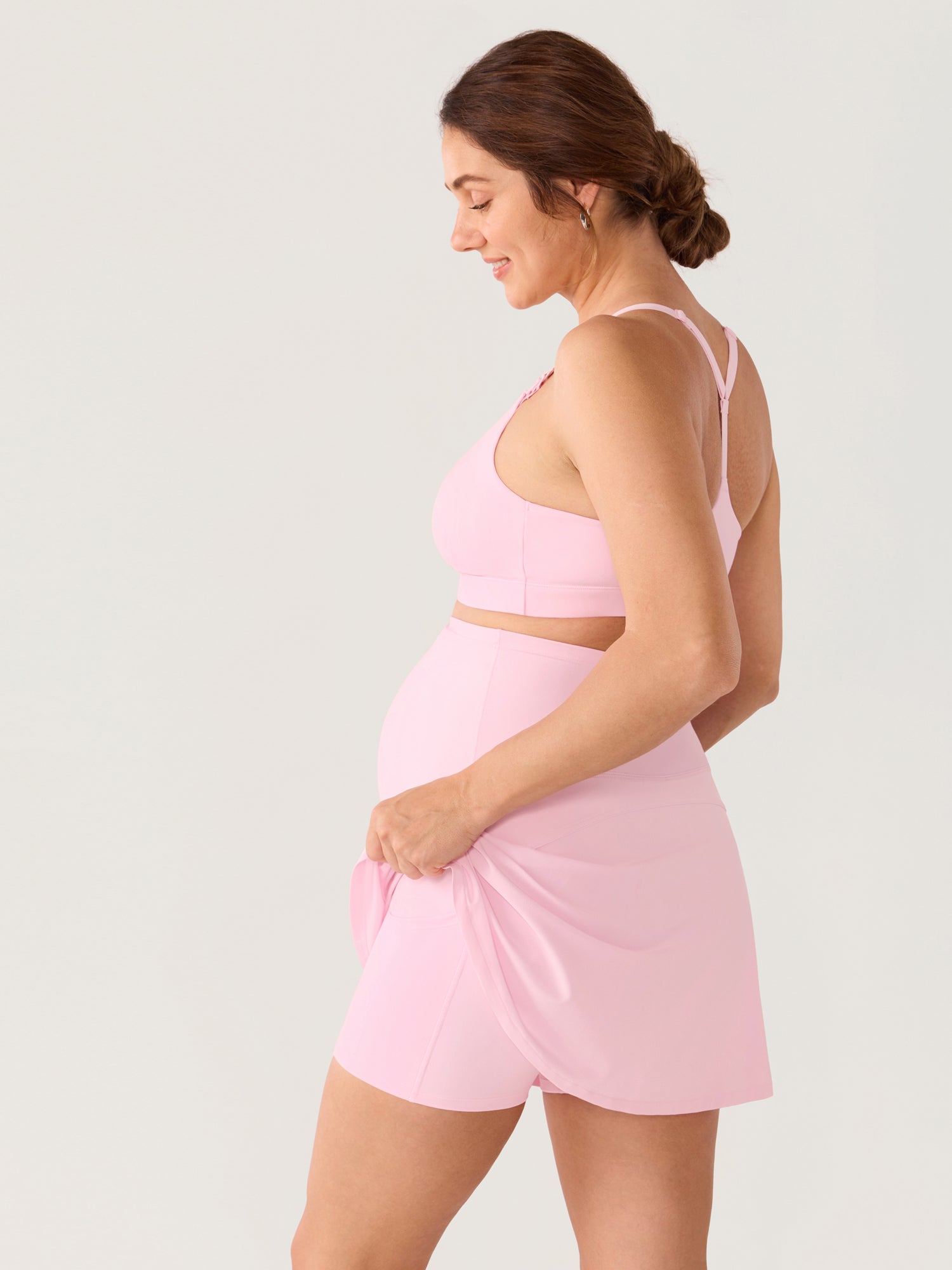 High Waisted A Line Maternity Tennis Skirts Sweet Pink