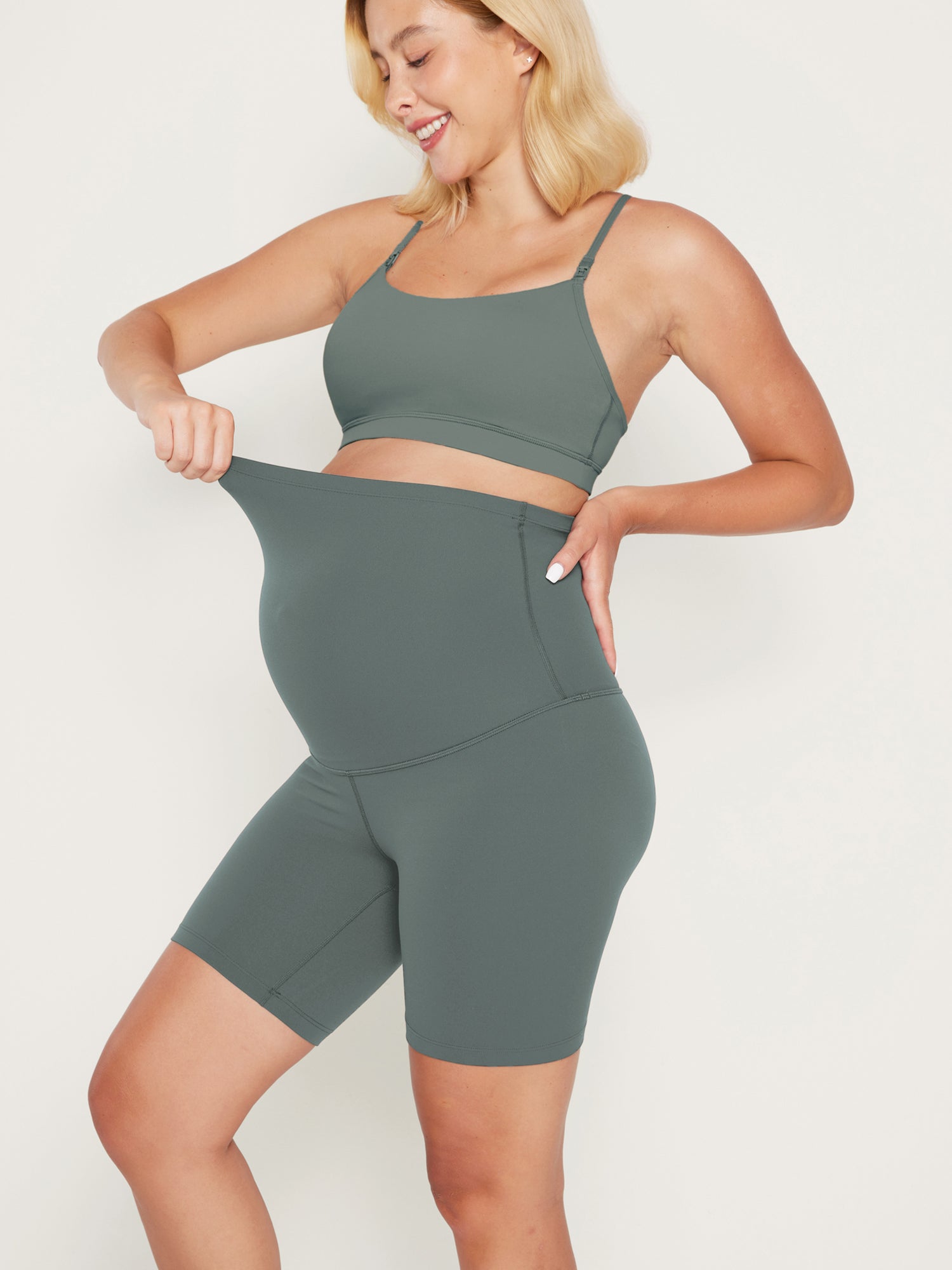 Natrelax® Maternity Leggings 6" - Super High Waist Grey Sage