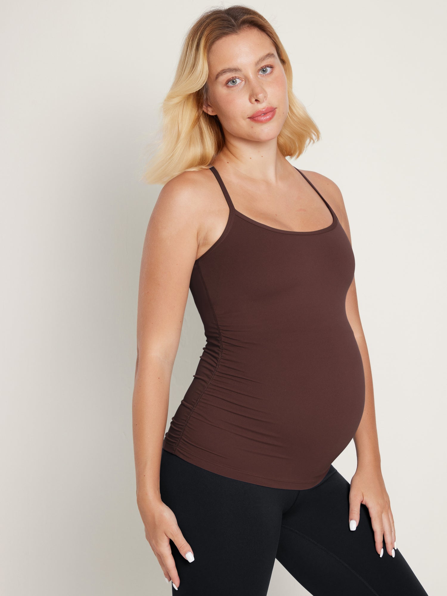 Natrelax® Y Back Maternity Tank - Ruched Sides Taupe