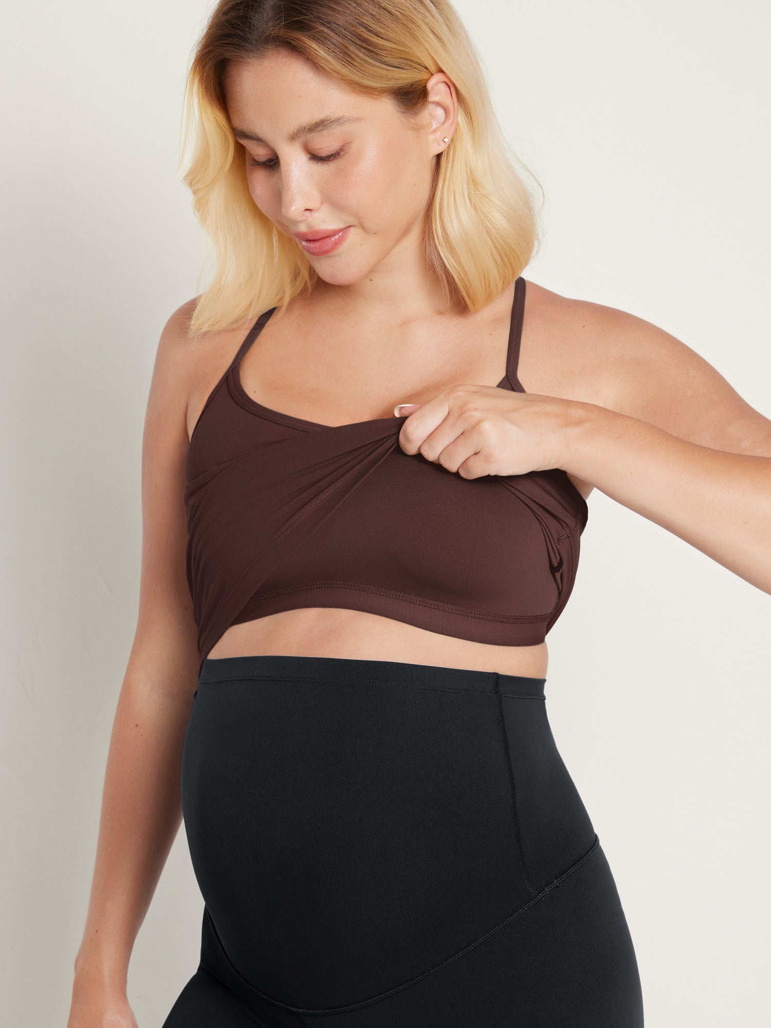 Natrelax® Y Back Maternity Tank - Ruched Sides Taupe