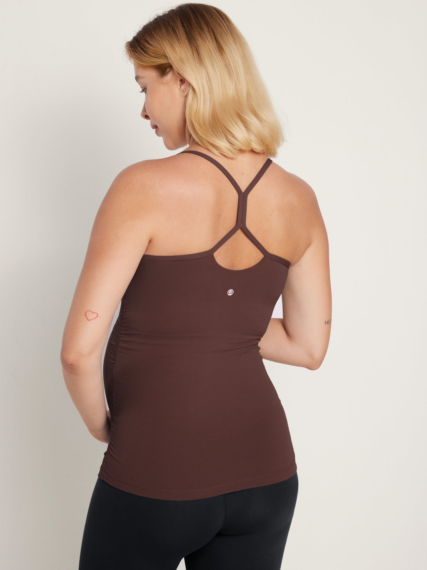 Natrelax® Y Back Maternity Tank - Ruched Sides Taupe