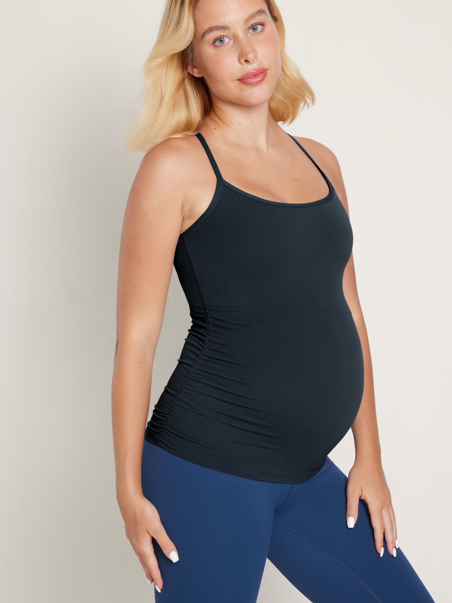 Natrelax® Y Back Maternity Tank - Ruched Sides True Navy