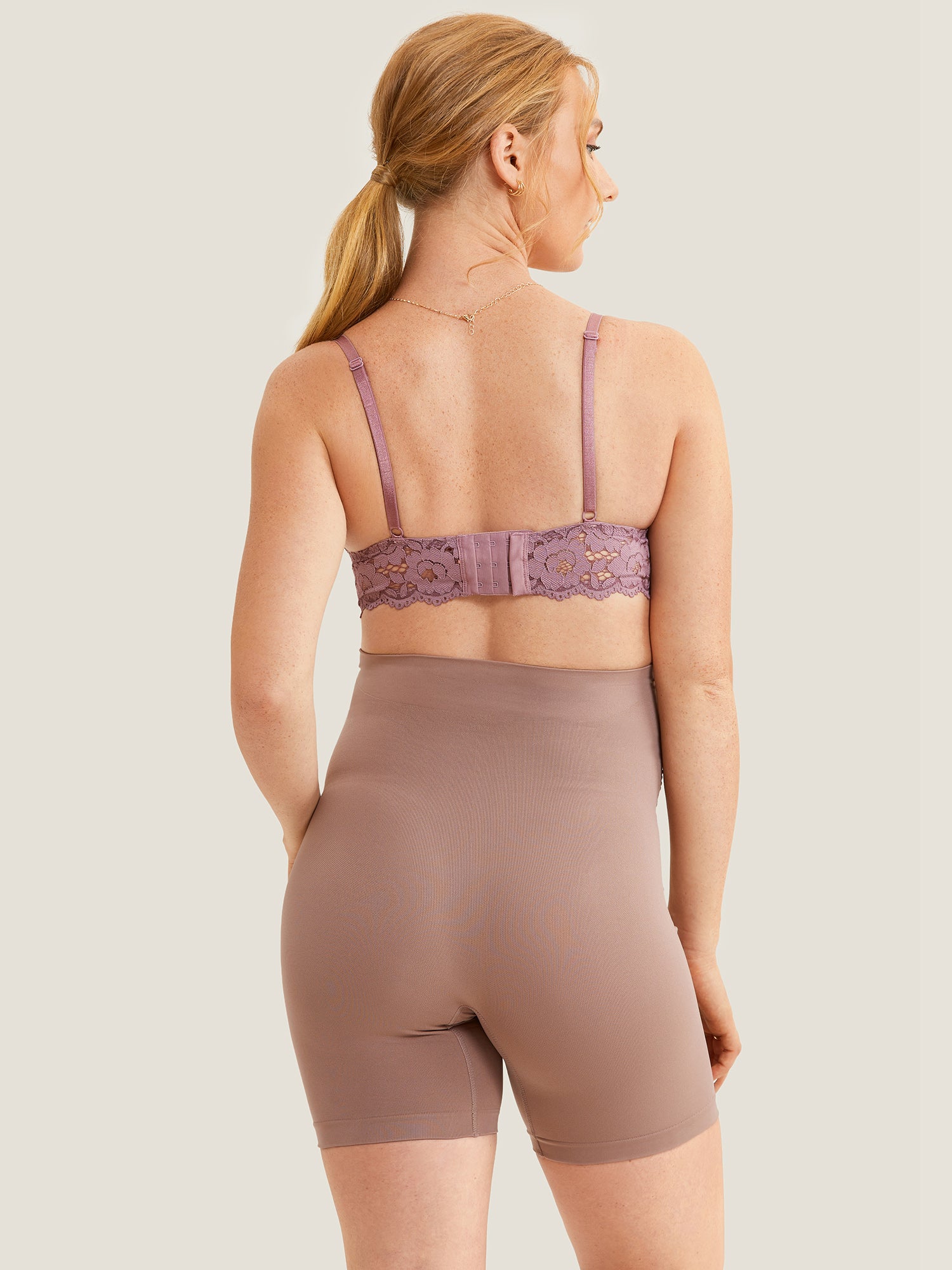 High Waist Shapewear Maternity Shorts|Seamless Mochaccino