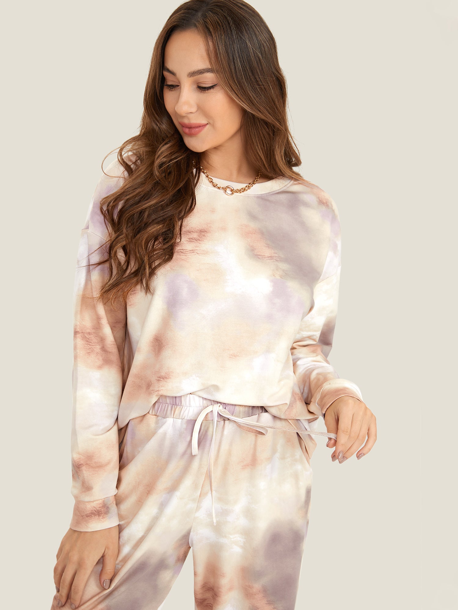 Cozy Soft Touch Lounge Set Lilac Tie Dye