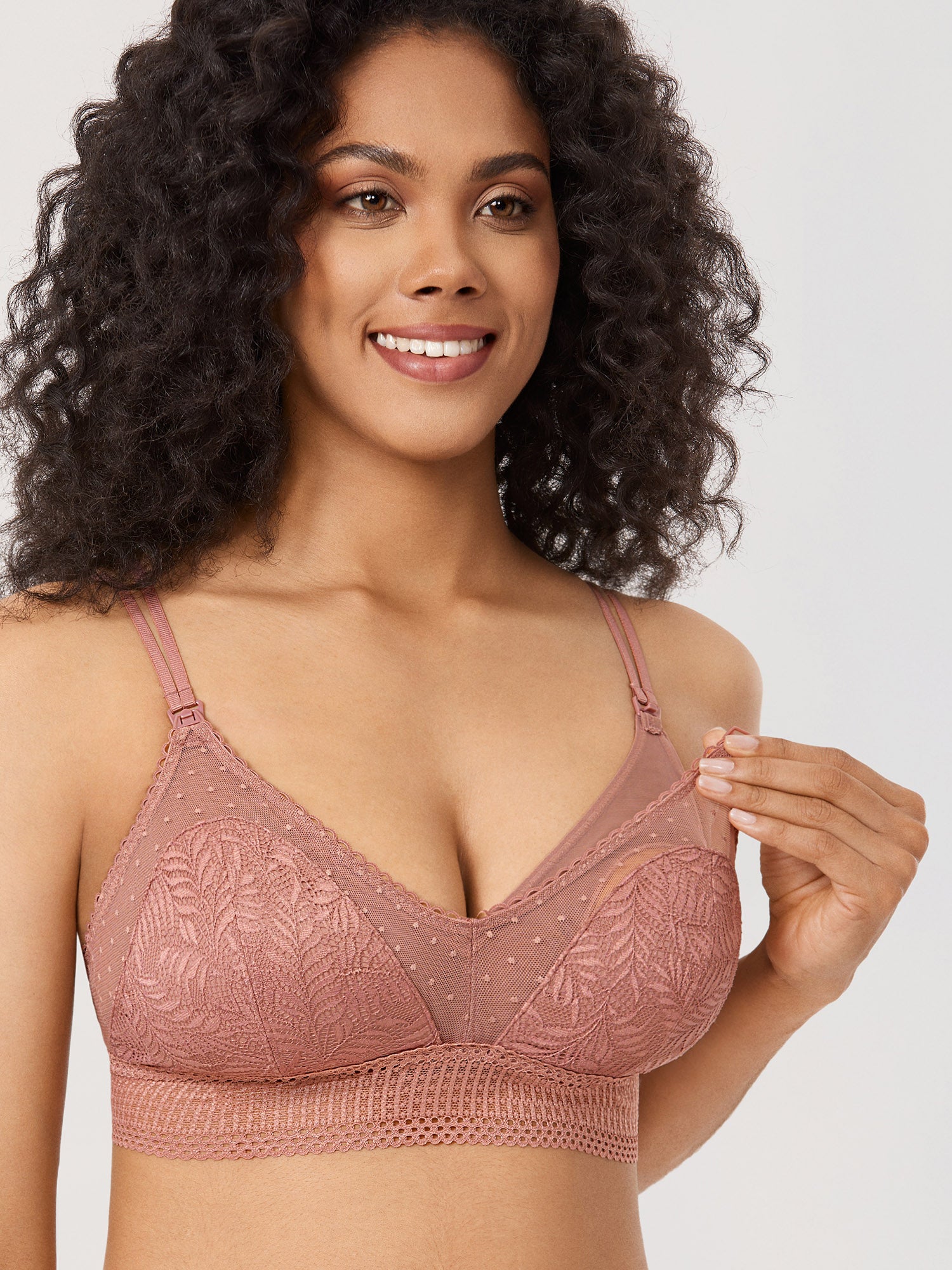 Double-Strap Nursing Bralette Vintage Rose
