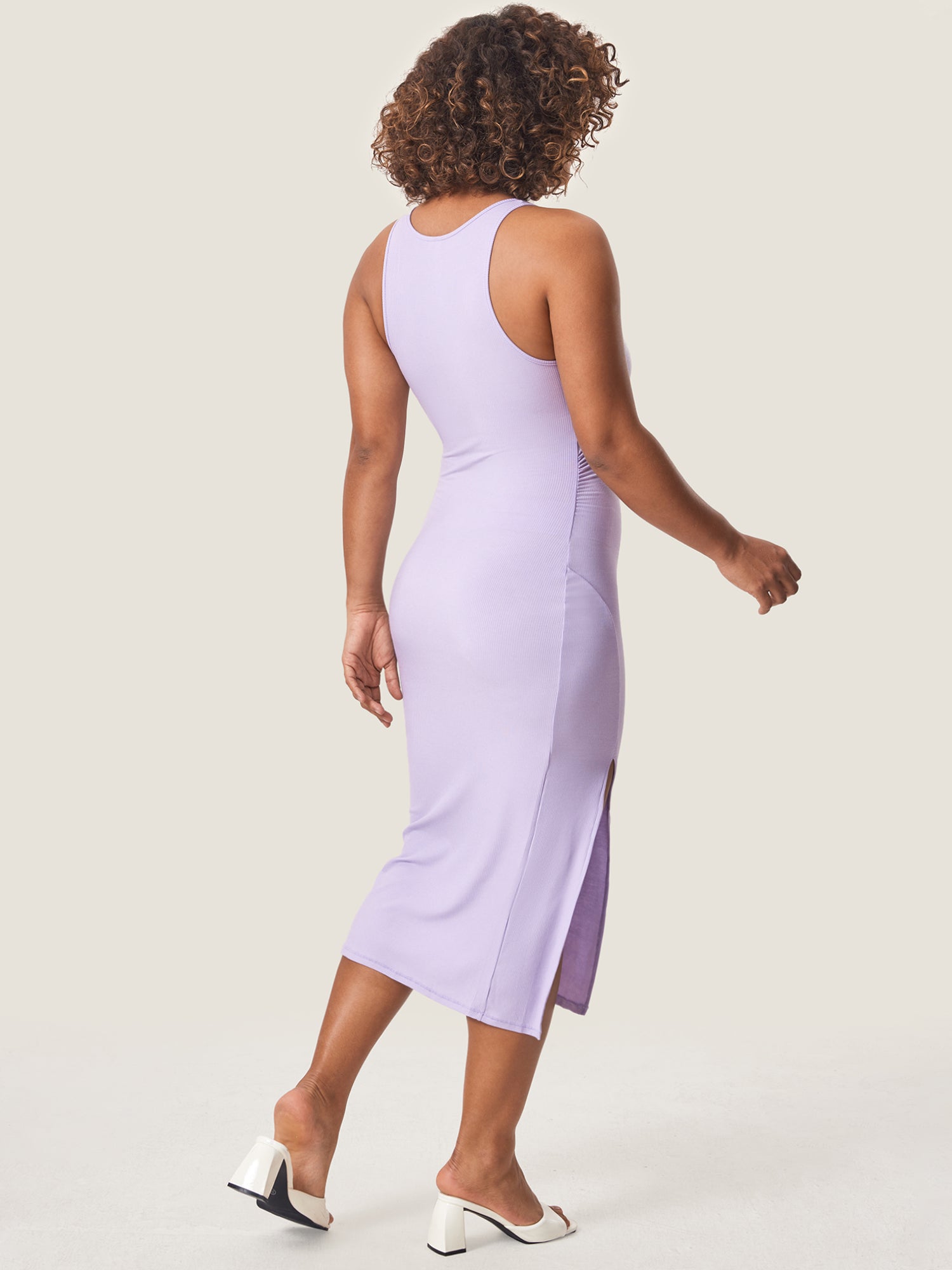Halter Neck Ribbed Maternity Dress Dreamy Purple