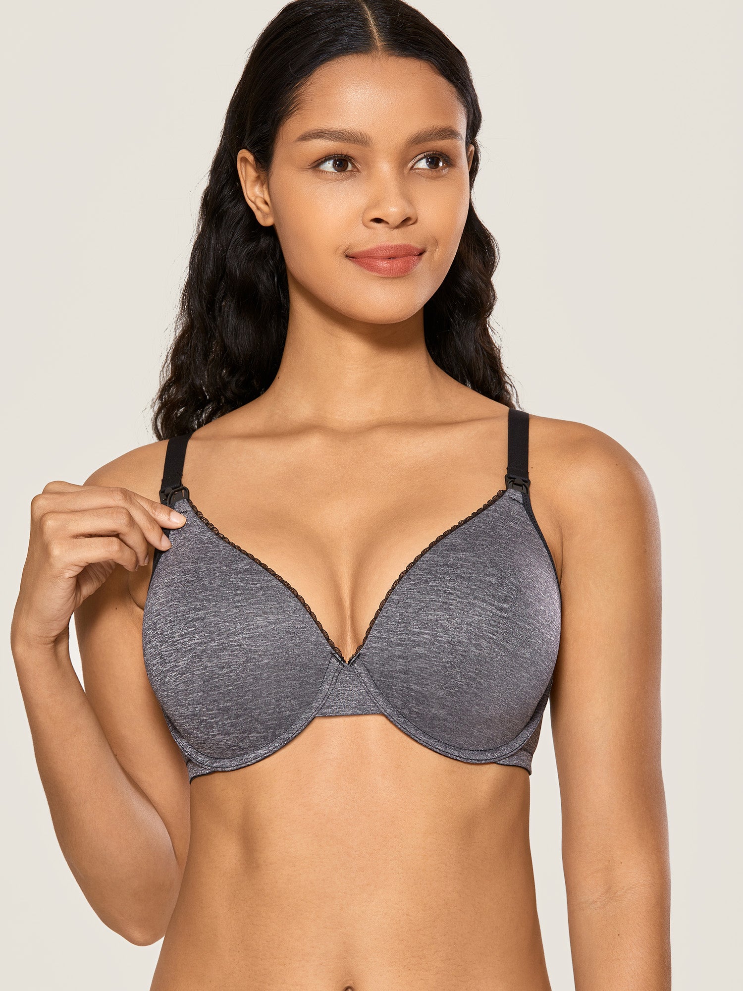 Underwired Support Nursing Bra Black Marl