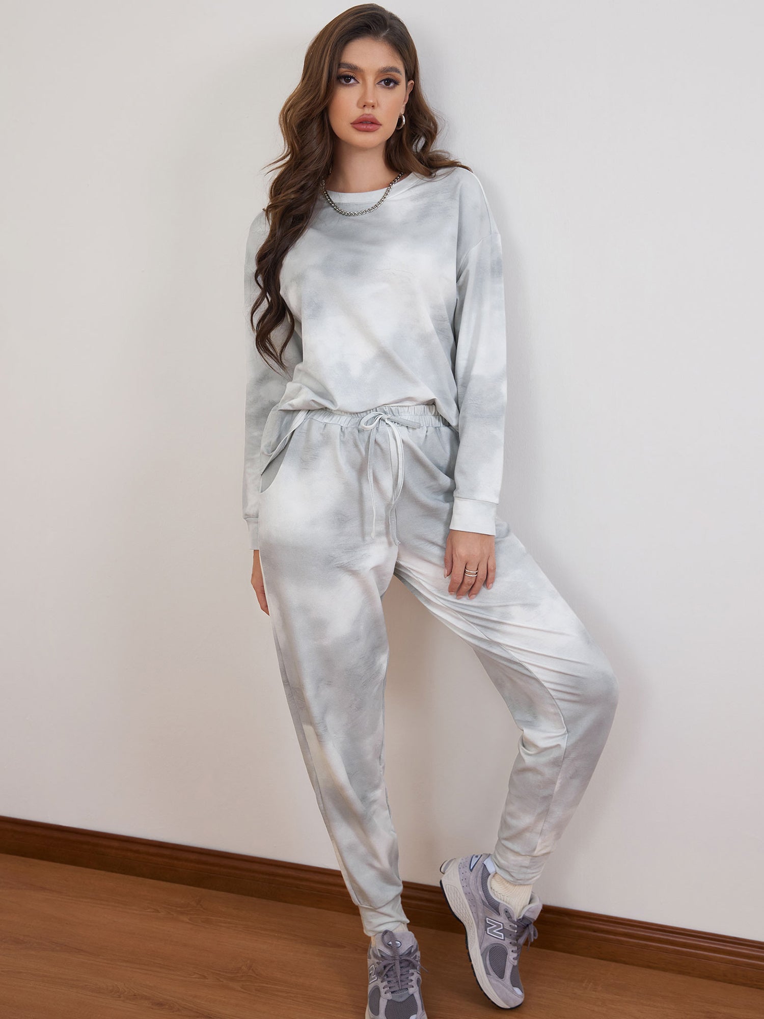 Cozy Soft Touch Lounge Set Gray Tie Dye