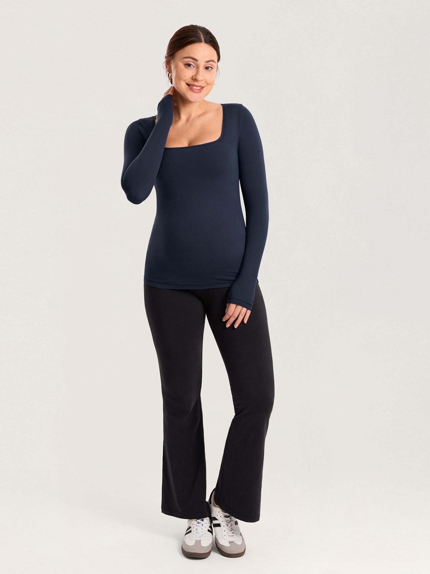 Square Neck Maternity Top & Flare Leggings
