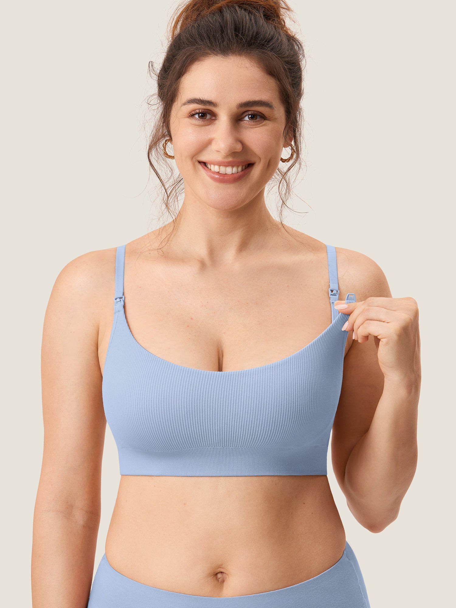 Ribbed Scoop Nursing Bralette Moonlight Blue