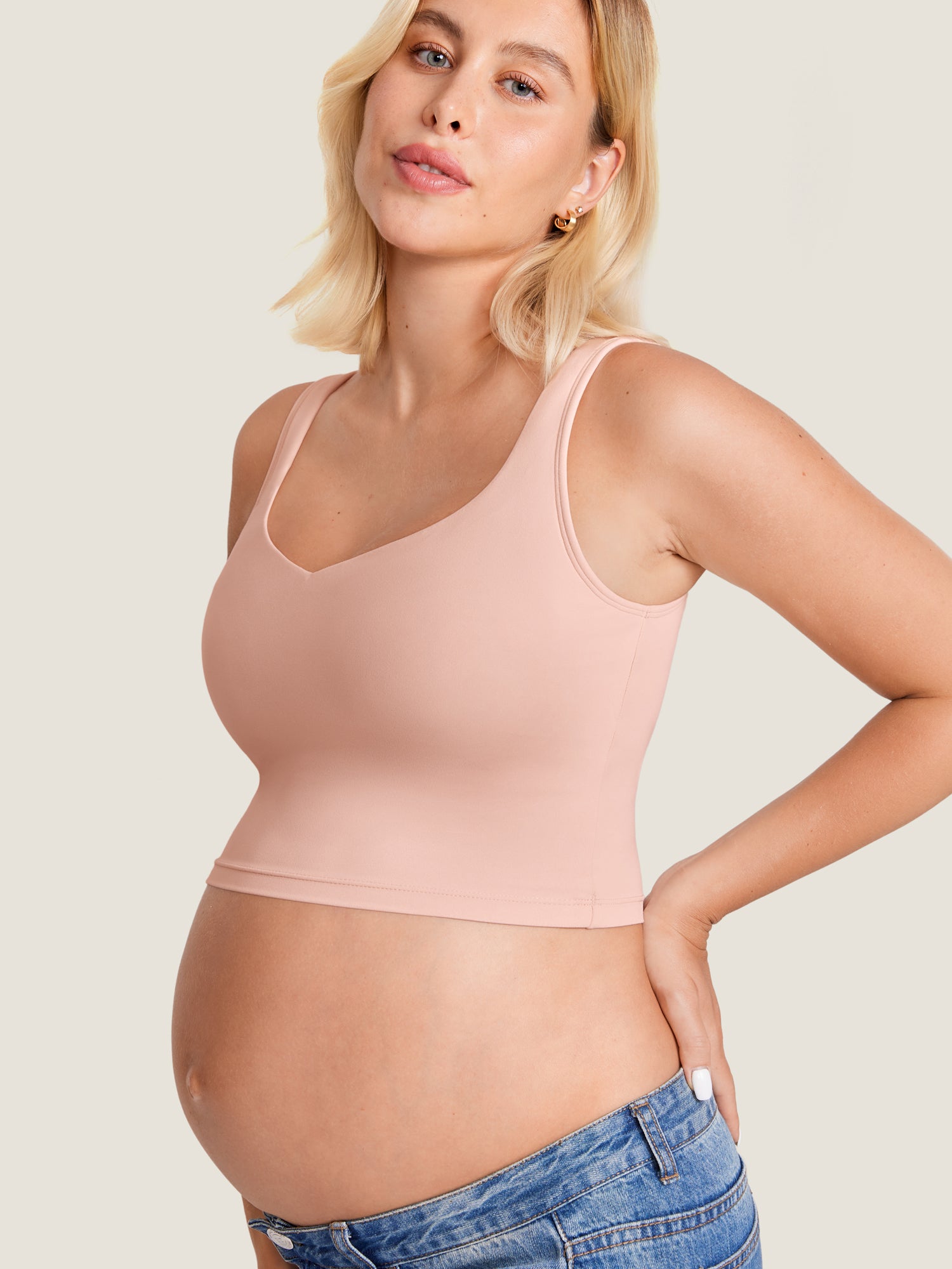 Natrelax™ Nursing Crop Tank Top Blush Pink