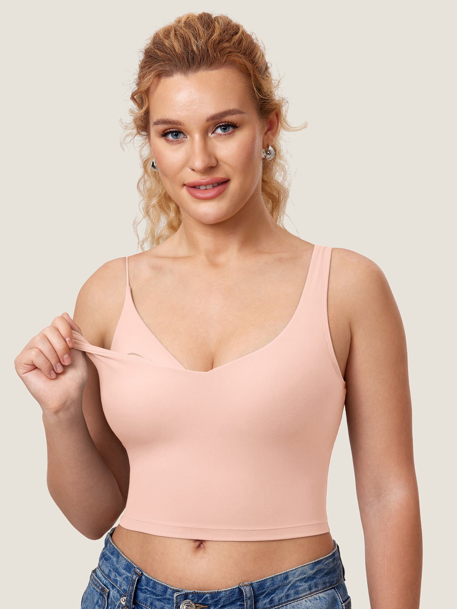 Natrelax™ Nursing Crop Tank Top Blush Pink