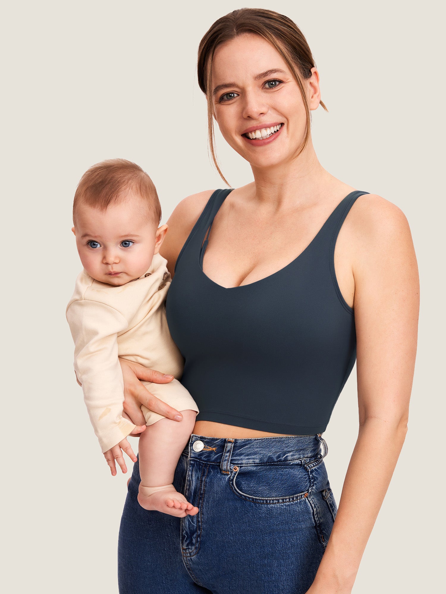 MOMANDA Women's Natrelax® Nursing Crop Tank Top - V Neck
