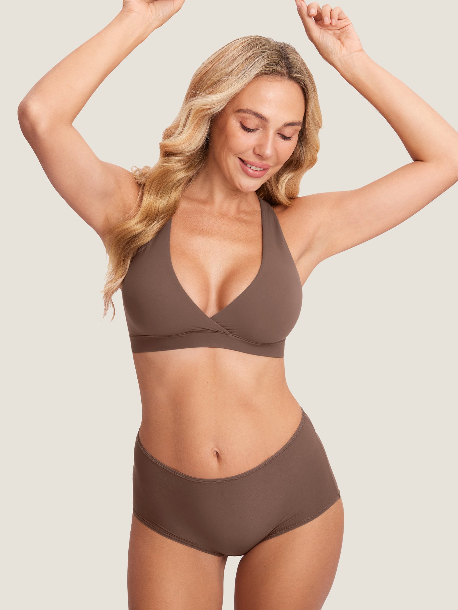 Inbarely® Crossover Racerback Nursing Bra Brown Purple