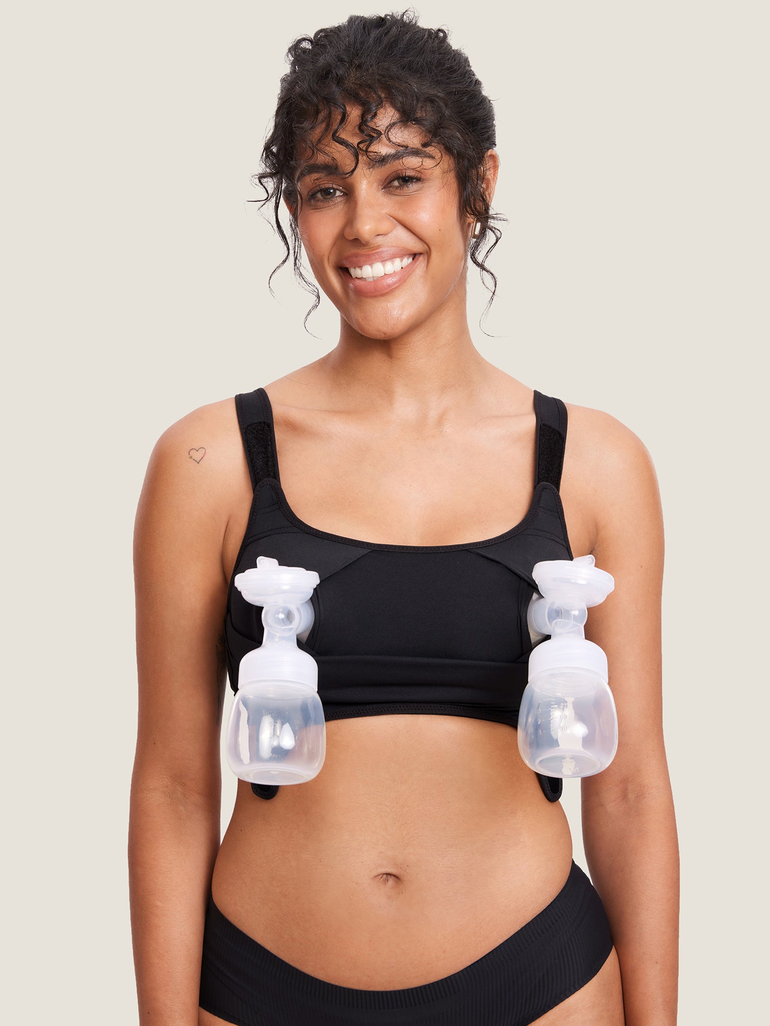 Natrelax™ Velcro All-in-One Nursing & Pumping Bra Black