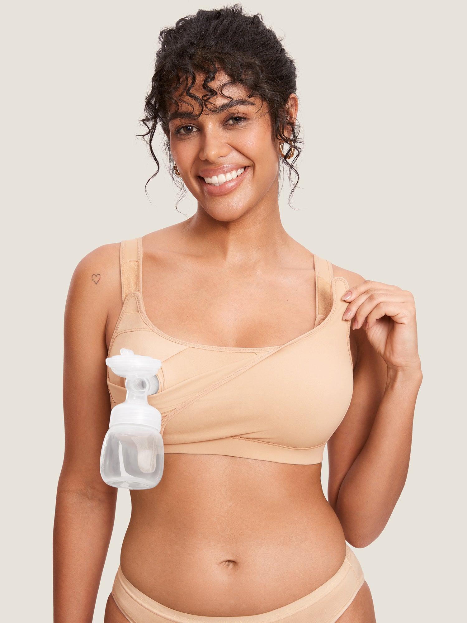 Natrelax® Velcro All-in-One Nursing & Pumping Bra Warm Beige