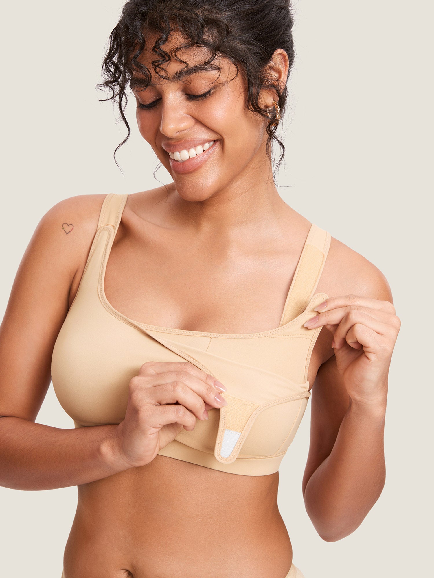 Natrelax® Velcro All-in-One Nursing & Pumping Bra Light Oatmeal