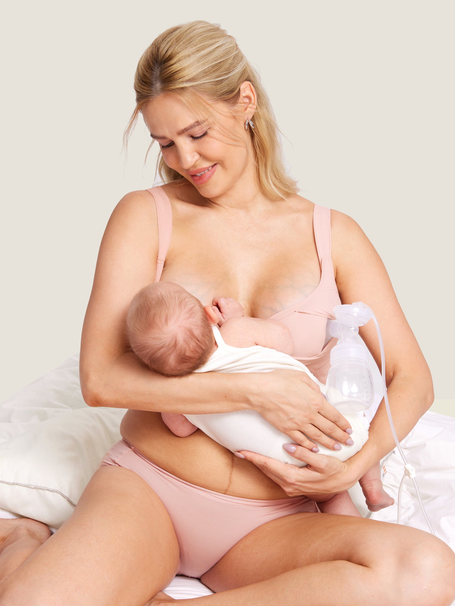 Natrelax® Velcro All-in-One Nursing & Pumping Bra Blush Pink