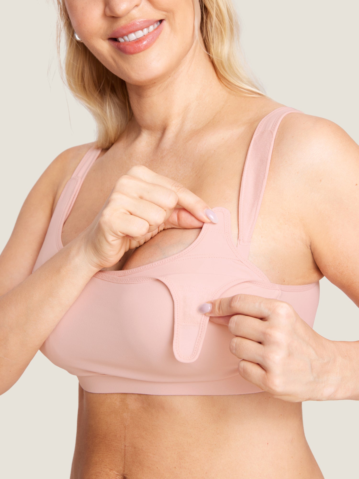 Natrelax® Velcro All-in-One Nursing & Pumping Bra Blush Pink