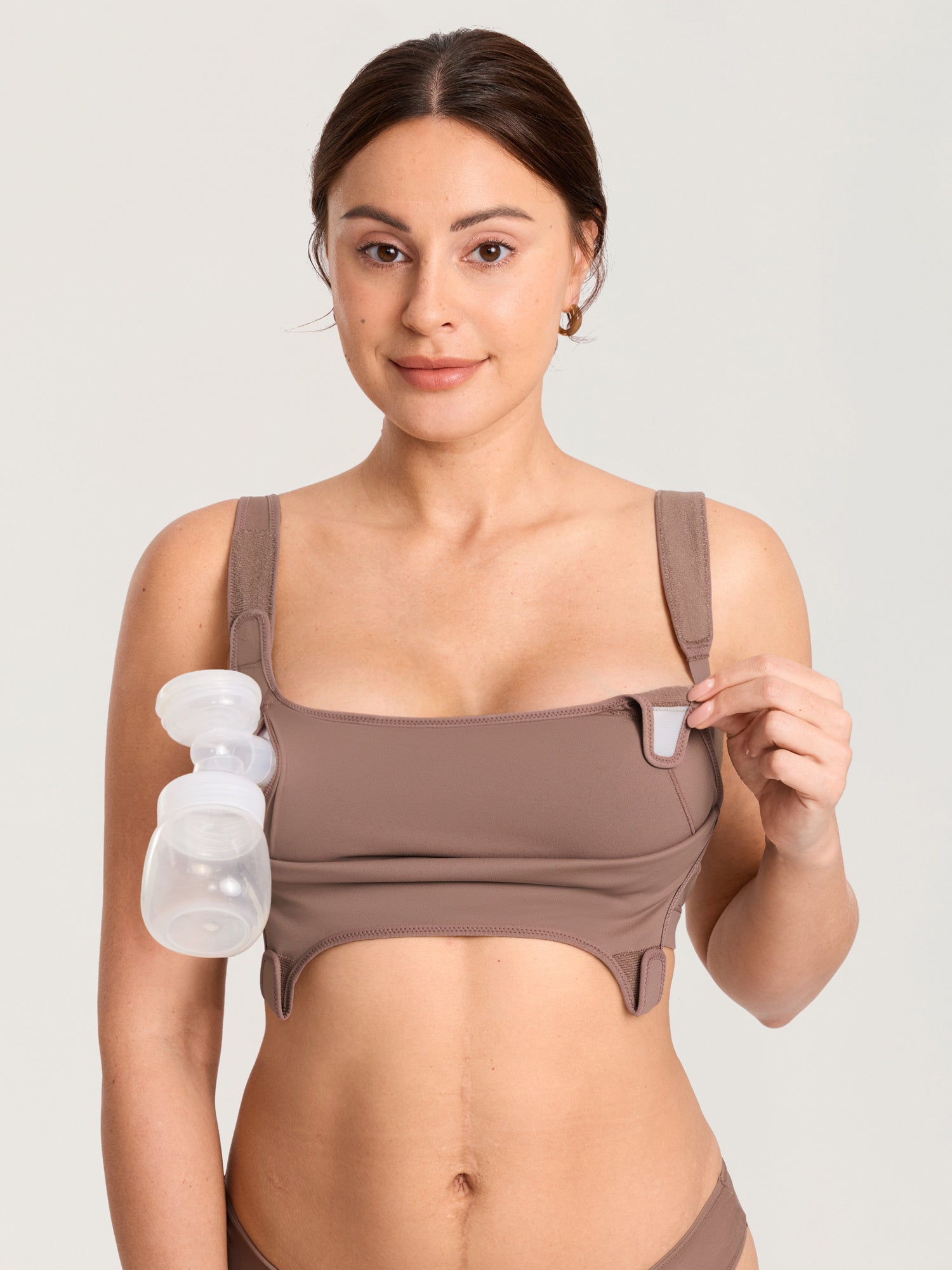 Natrelax® Velcro All-in-One Nursing & Pumping Bra Brown Purple