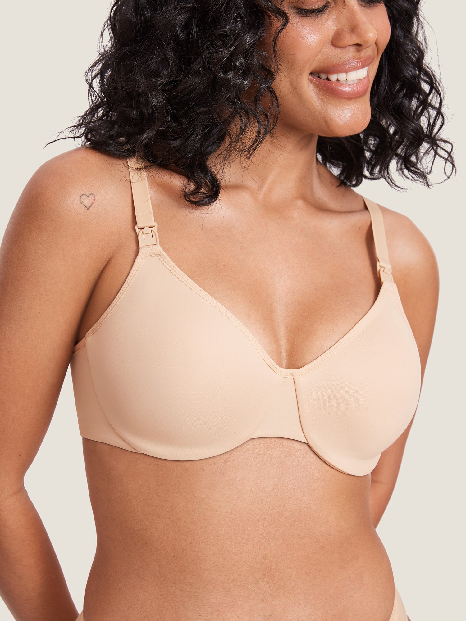 Underwire Minimizer Nursing Bra Beige