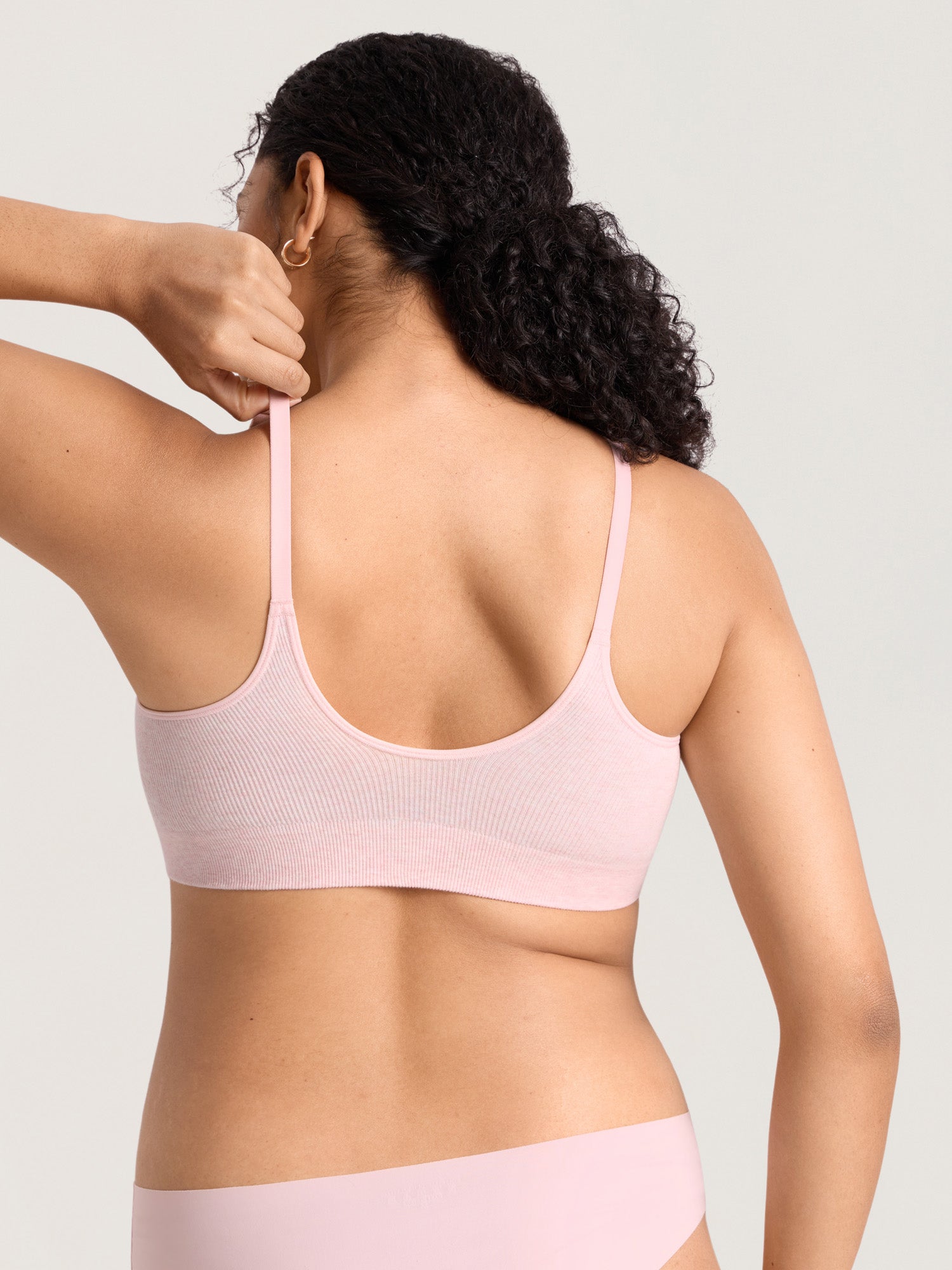 Ribbed Cotton Nursing Bralette Mist Pink Heather