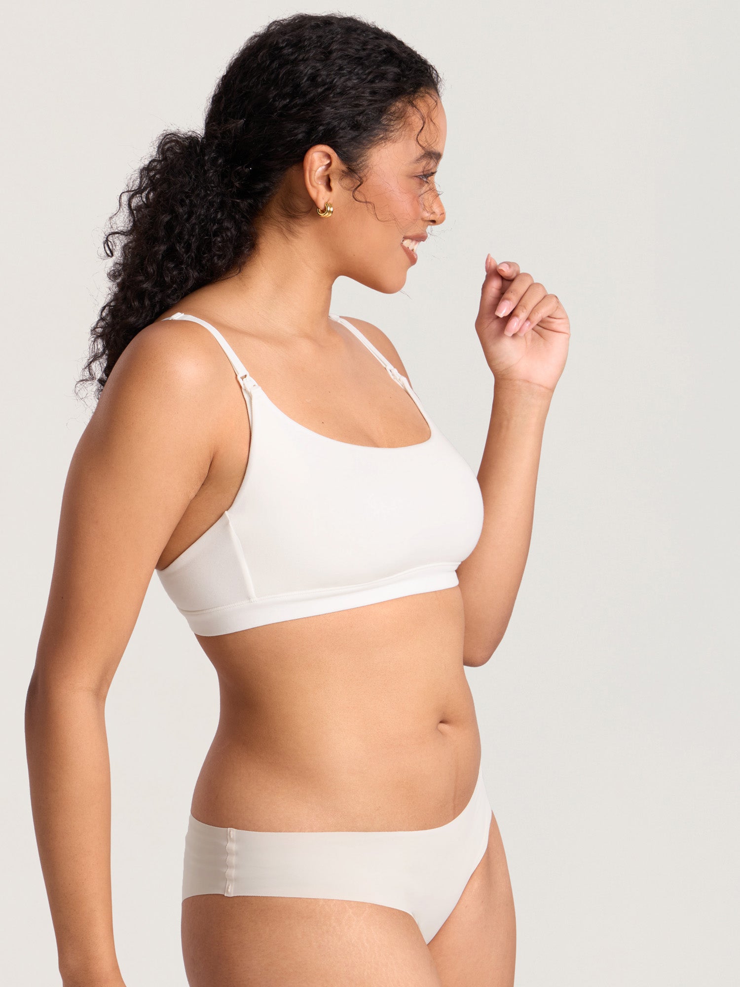 Cotton Scoop Neck Nursing Bralette Iceland White