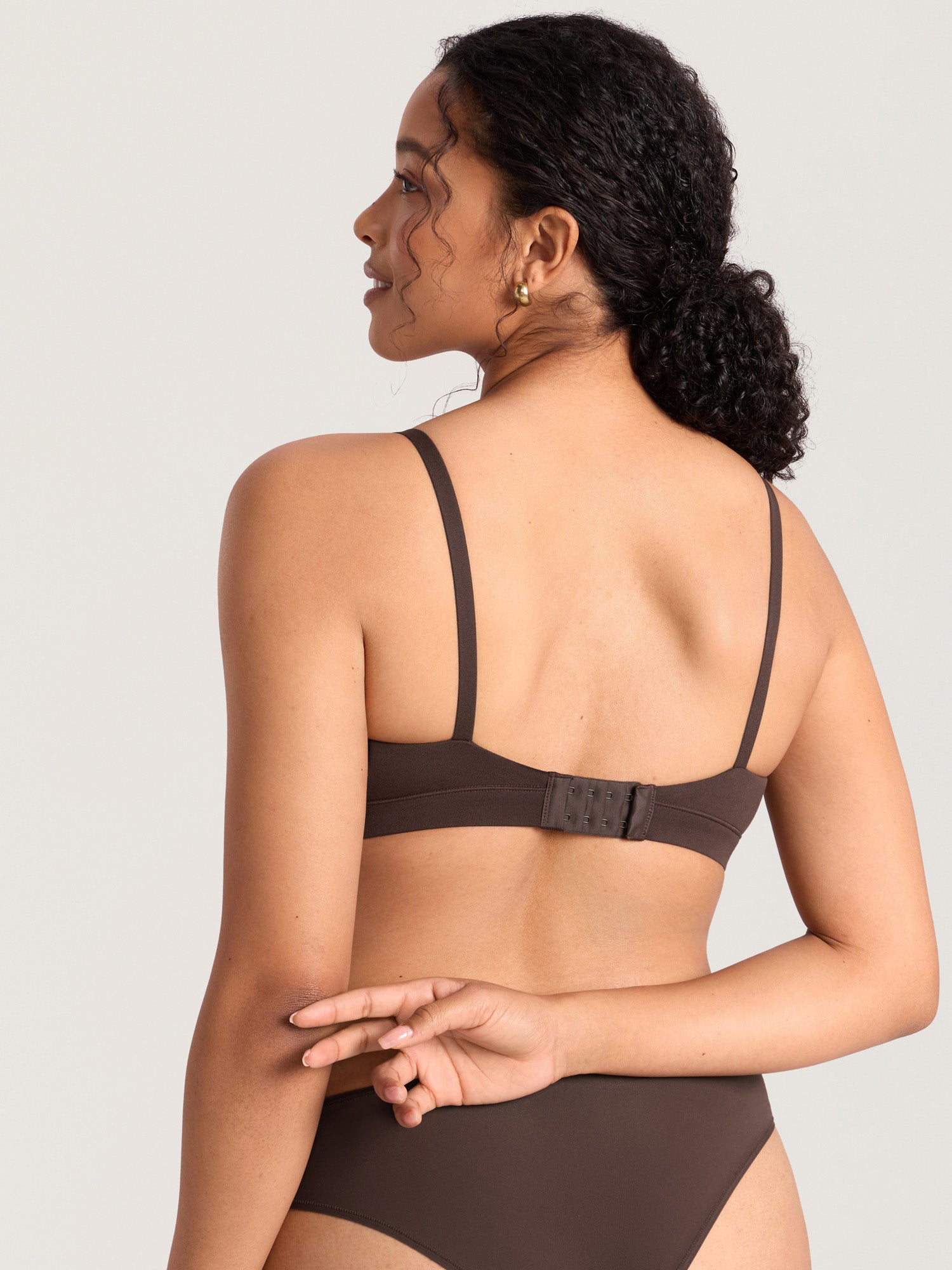 Cotton Scoop Neck Nursing Bralette Clay Brown