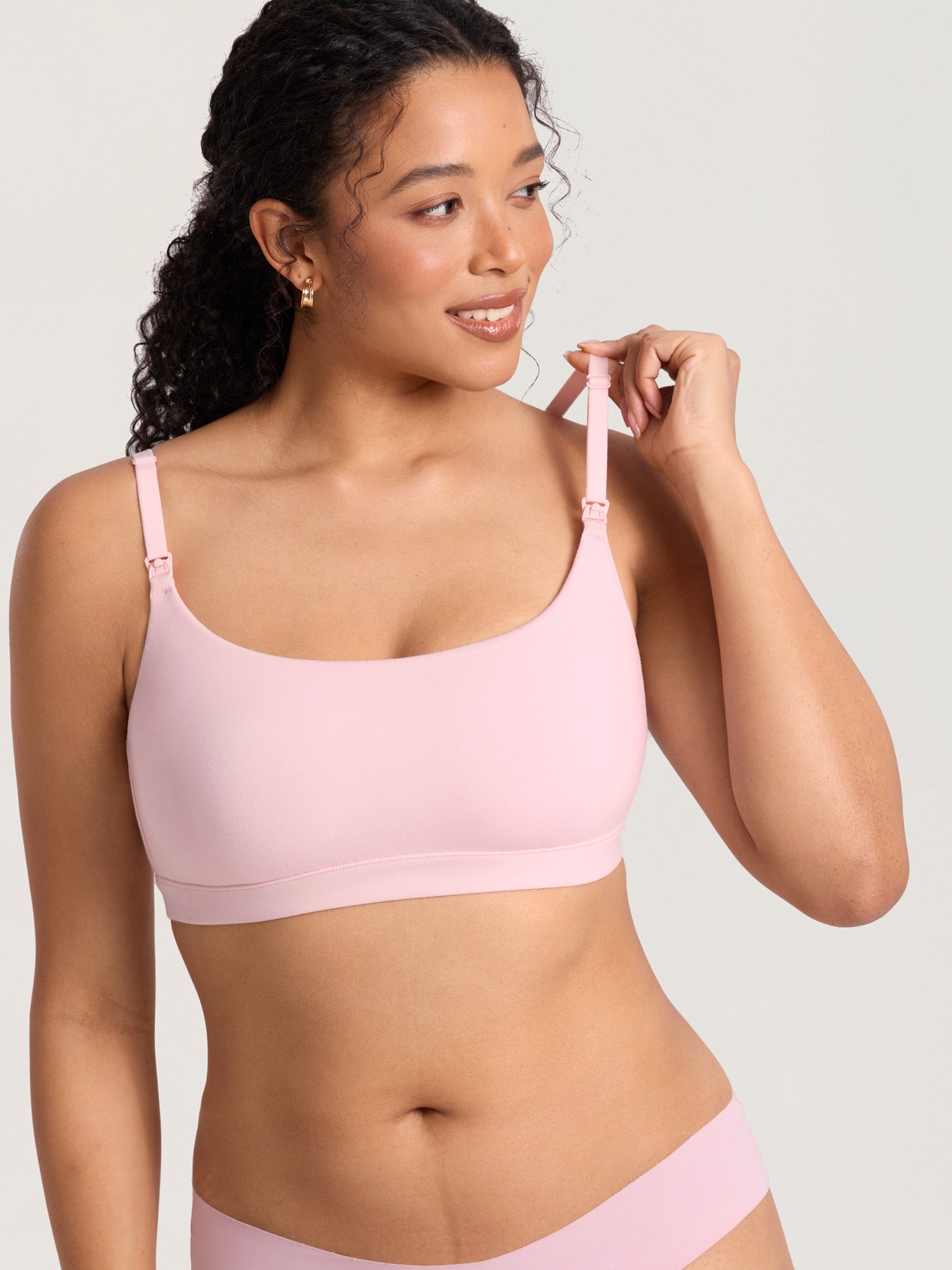 Cotton Scoop Neck Nursing Bralette Strawberry Pink