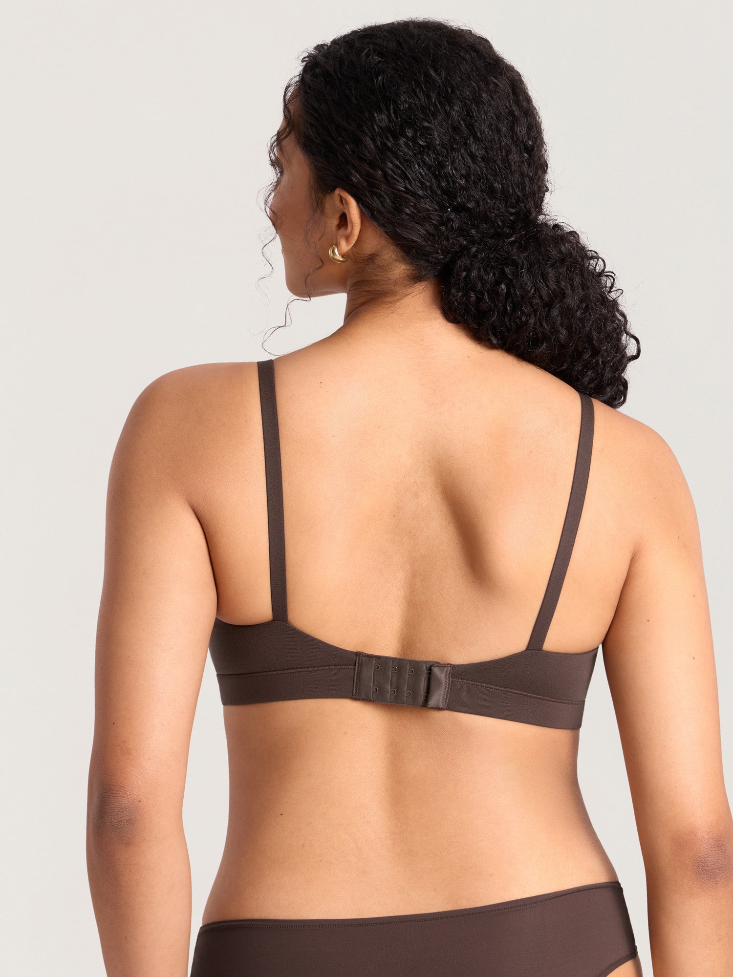 Cotton Lace Trim Nursing Bralette Clay Brown