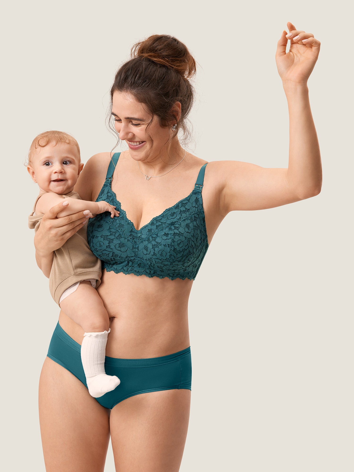 Cotton Lining Hands Free Pumping Bra Spruce Green