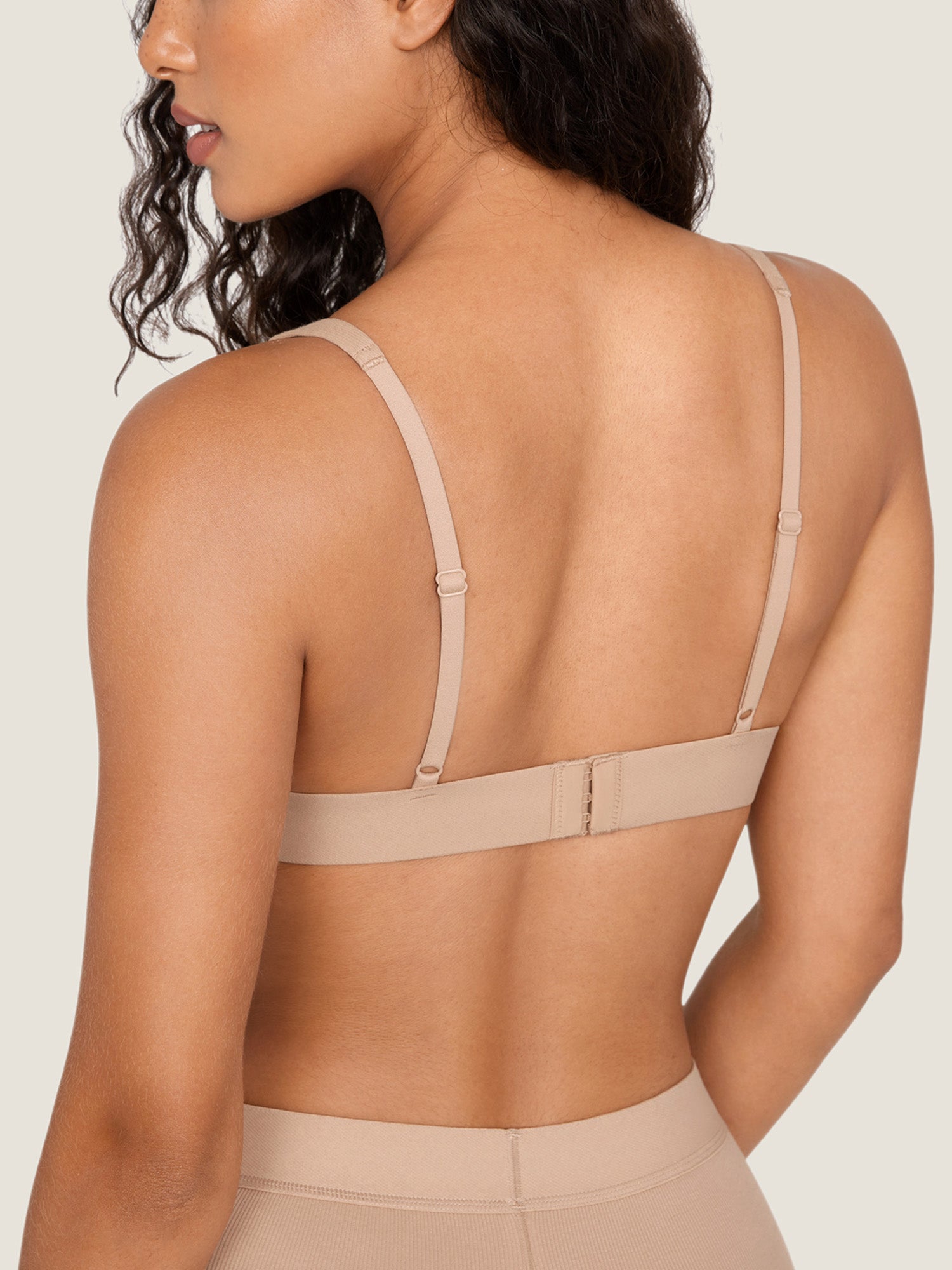 Cotton Ribbed Plunge Bralette Natural