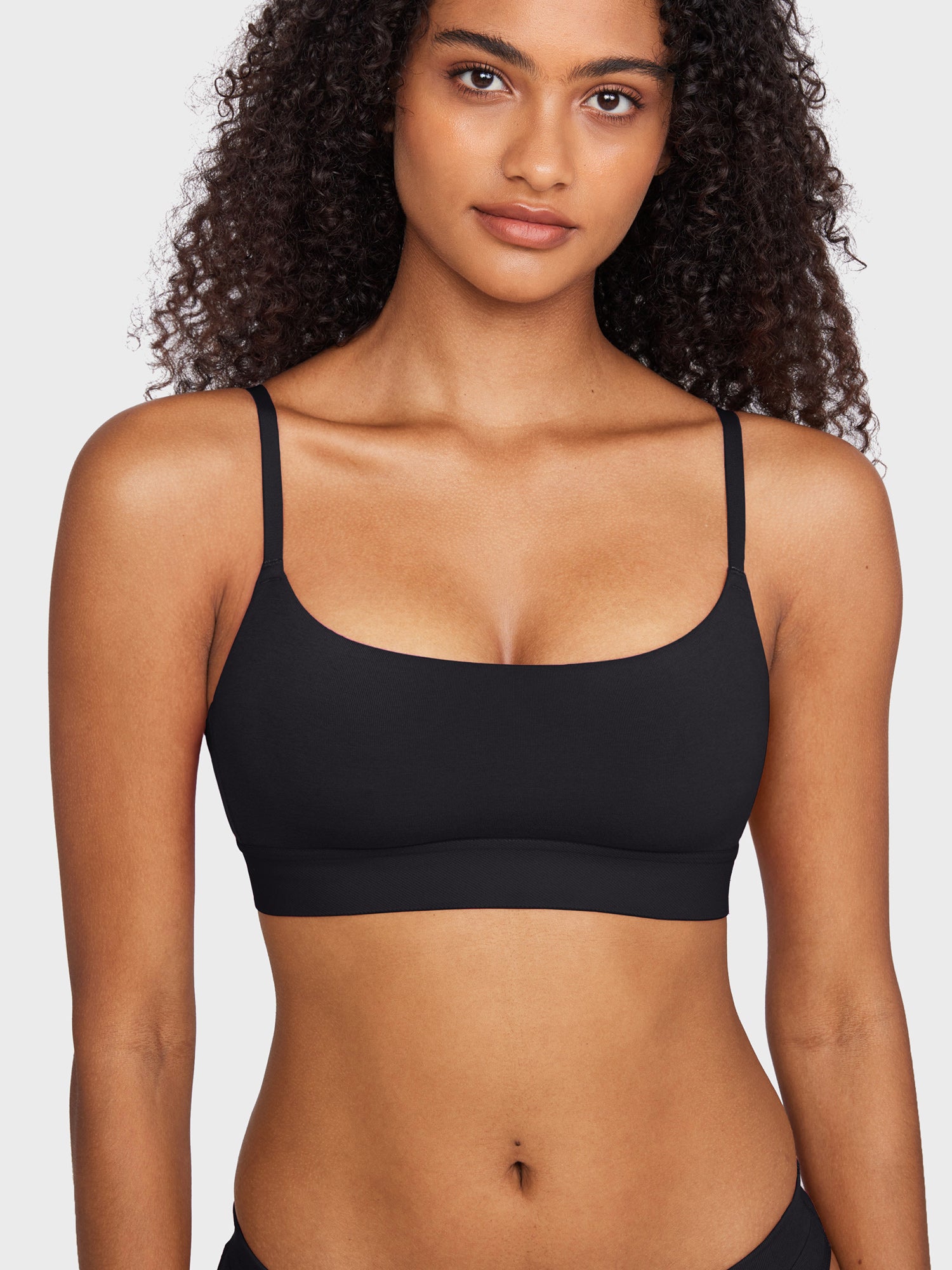 Basic Cotton Scoop Bralette Black