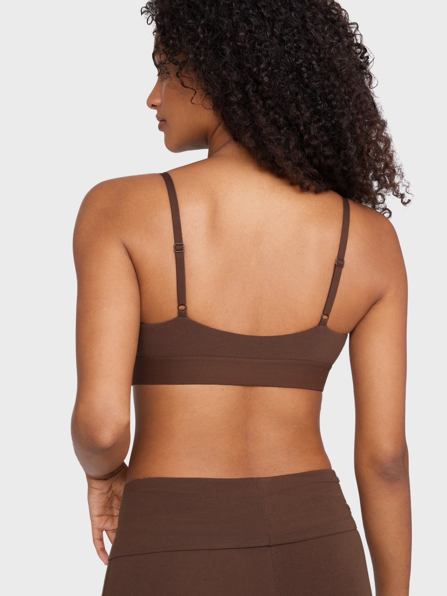 Basic Cotton Scoop Bralette Coffee Brown