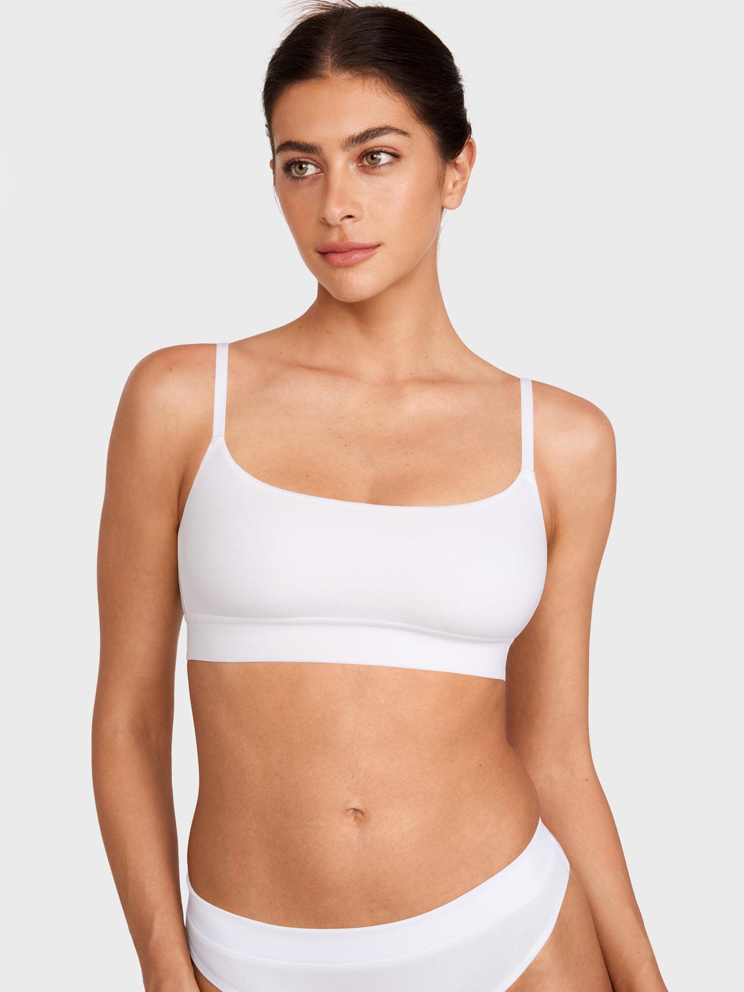 Basic Cotton Scoop Bralette White