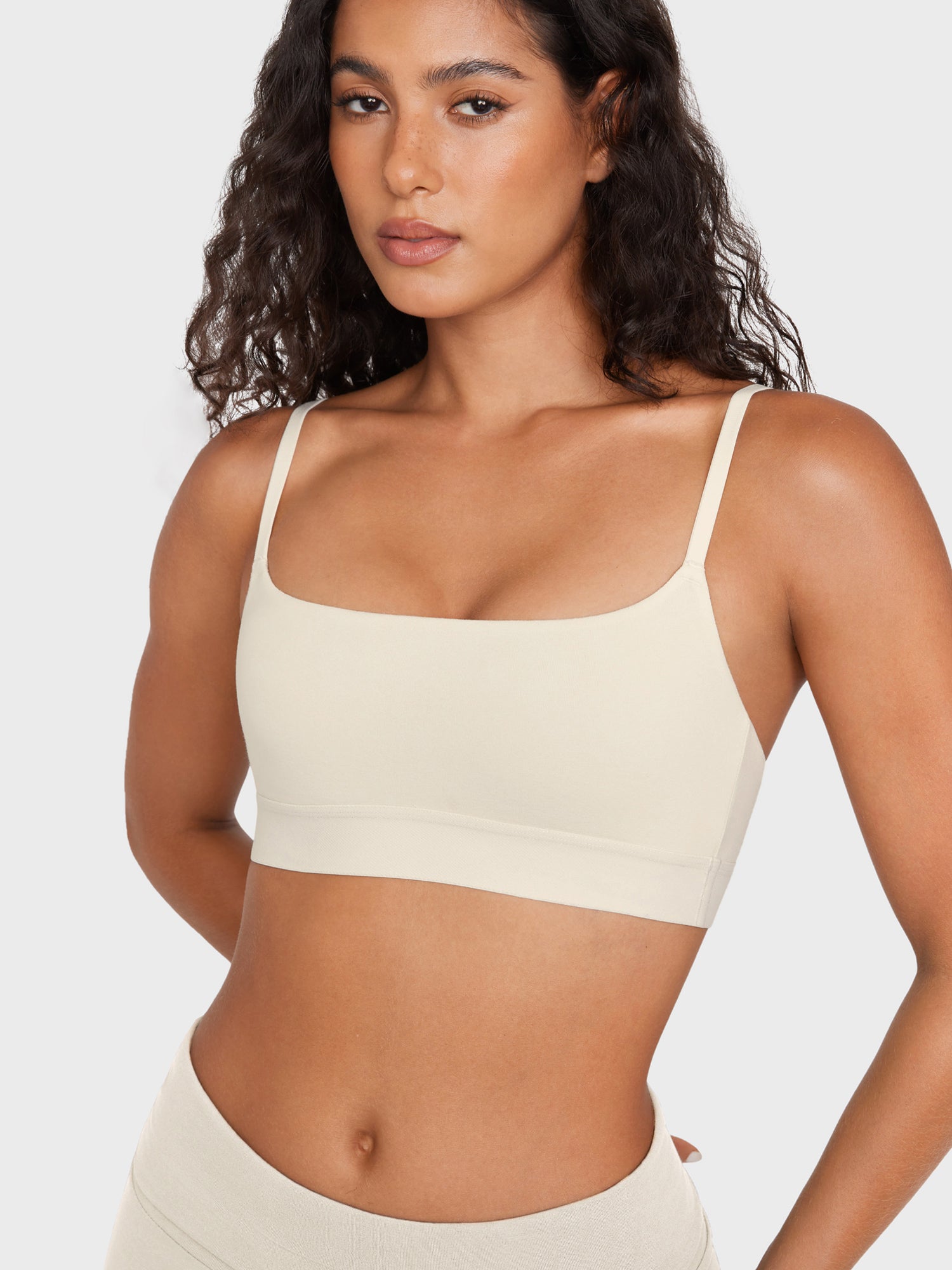 Basic Cotton Scoop Bralette Milky White