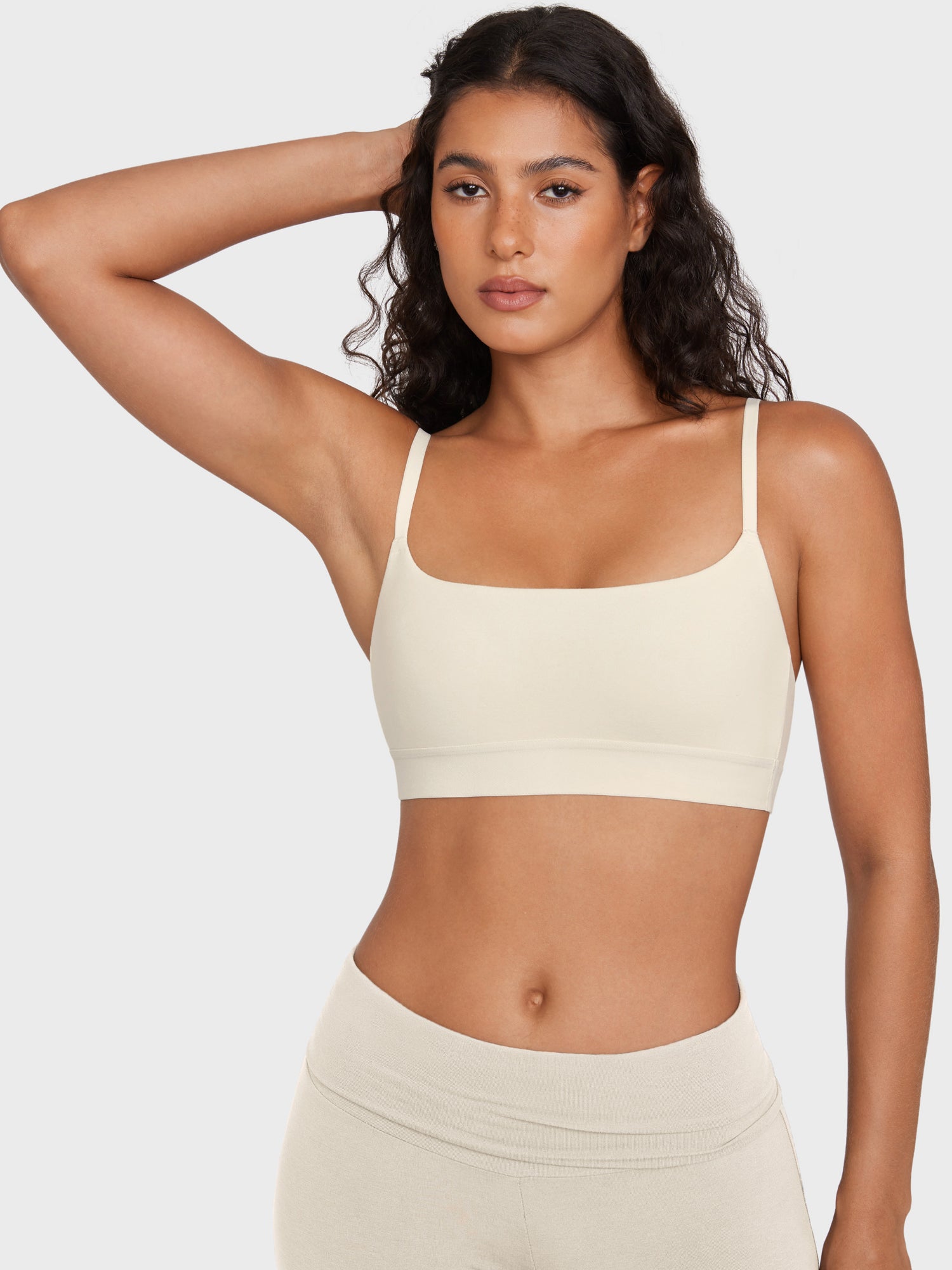 Basic Cotton Scoop Bralette Milky White