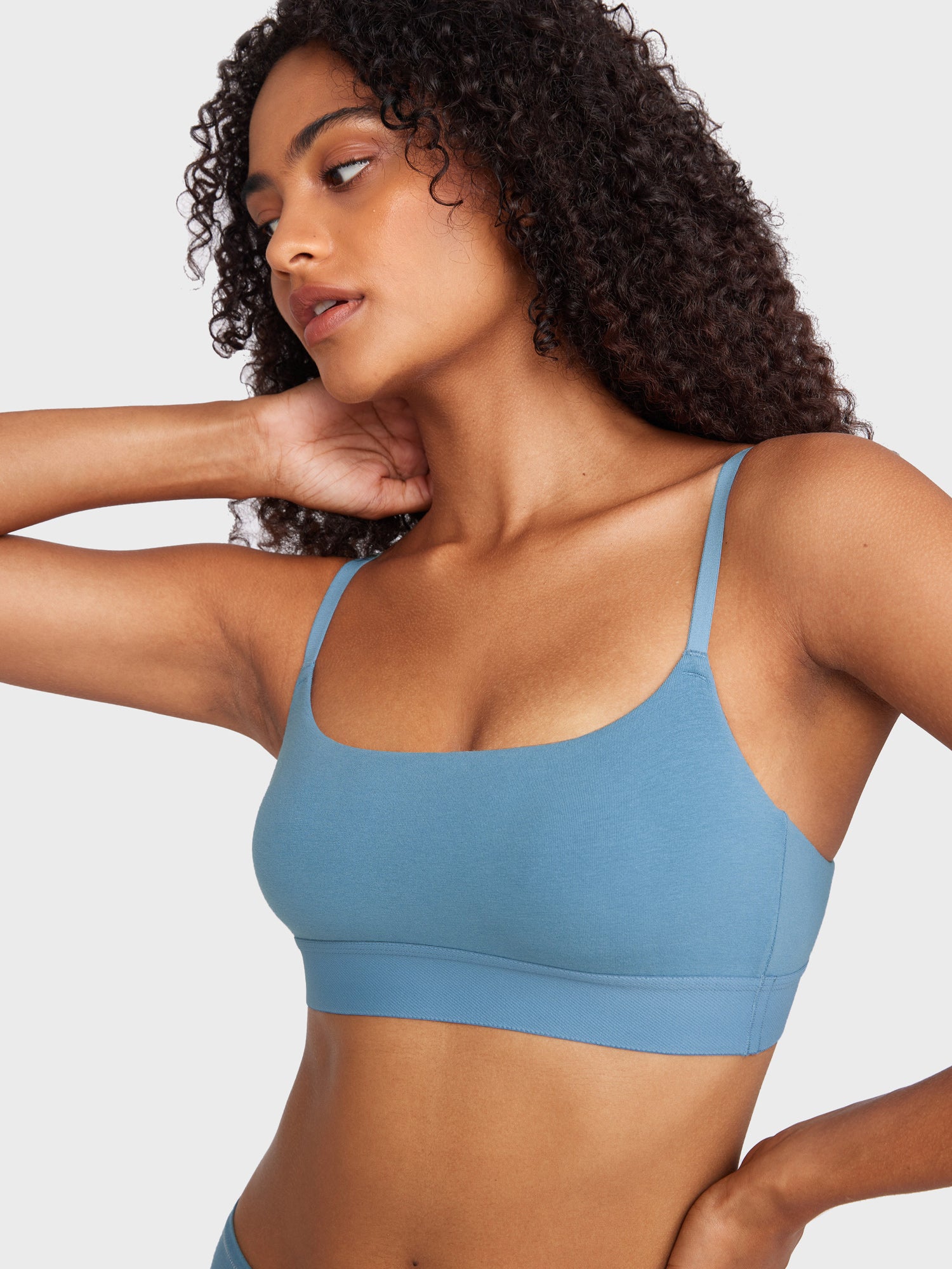 Basic Cotton Scoop Bralette Universe Blue